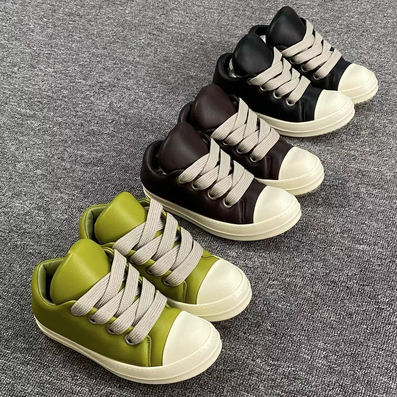 NIGO Rick Owens Men's and Women's Soft Sheepskin Low Top Chunky Lace Bread Loafers #nigo97399