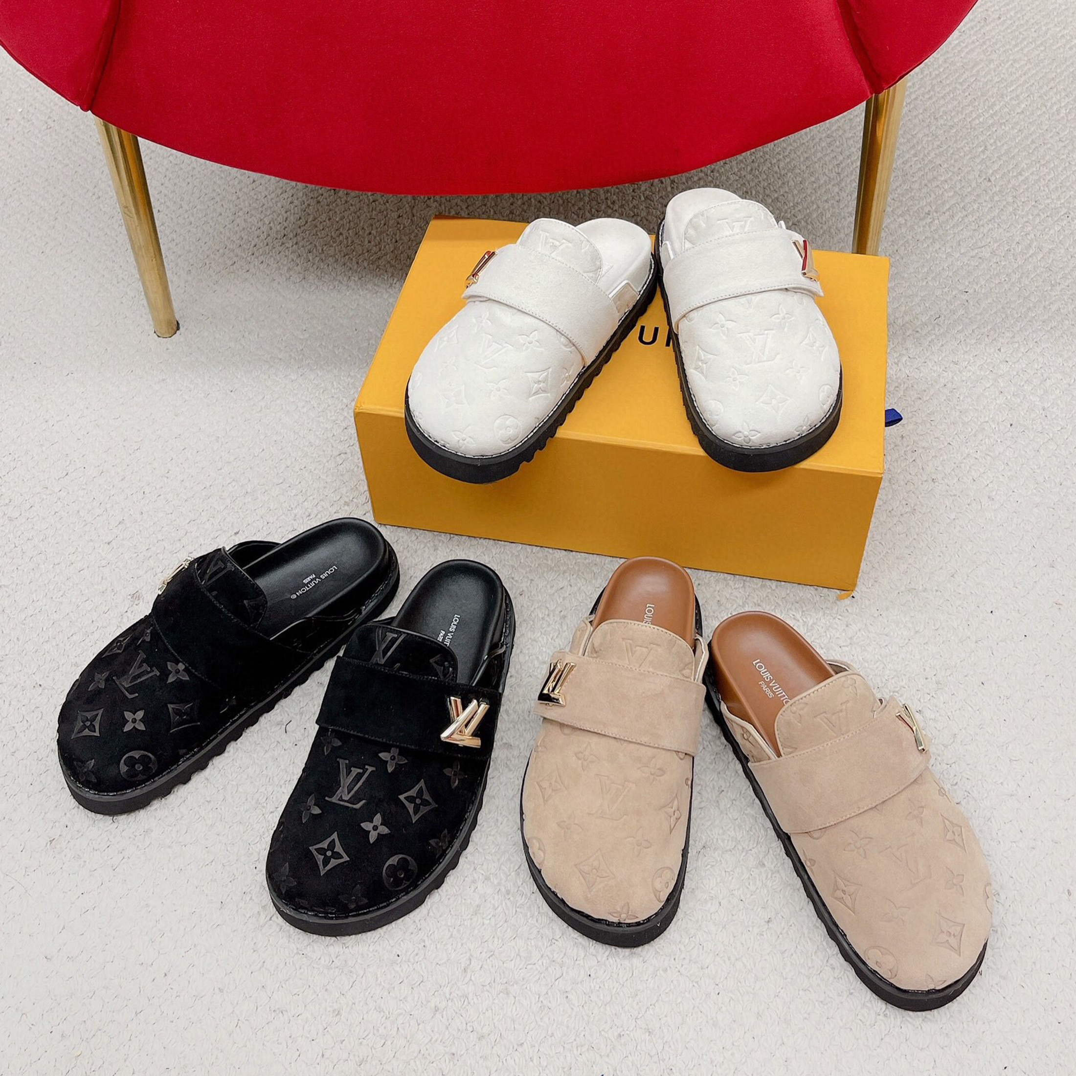 NIGO Louis Vuitton Men's Fashion Letter Embossed Flat Bottom Comfortable Baotou Slippers Casual Shoes #nigo98299