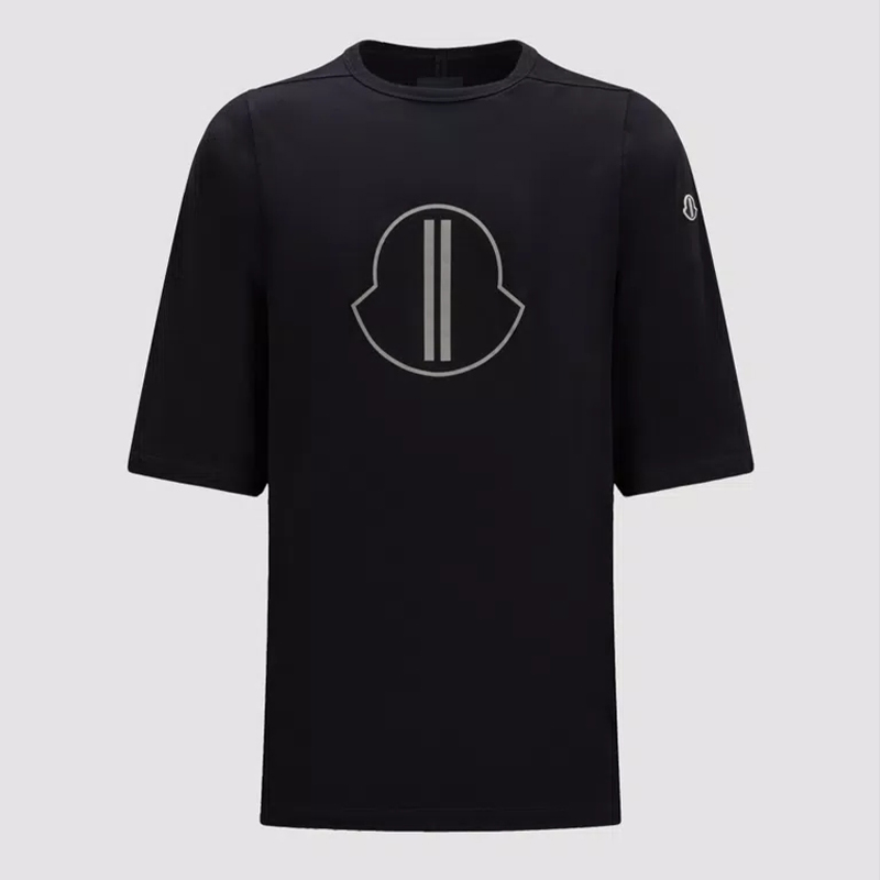 NIGO Moncler x Rick Owens Men's Summer Black Logo Print Loose Round Neck Short Sleeve T-Shirt #nigo98317