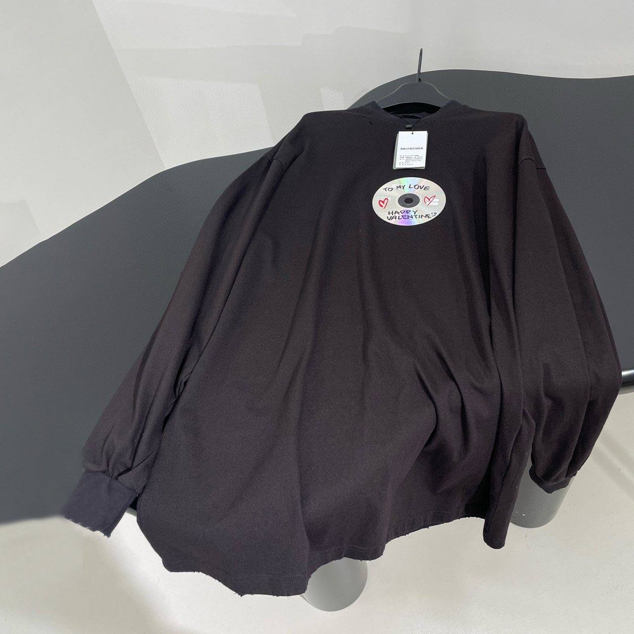 NIGO Balenciaga Men's Women's Solid Color TO MY LOVE Graffiti Disc Aged Washed Loose Silhouette Long Sleeve T-Shirt #nigo98315