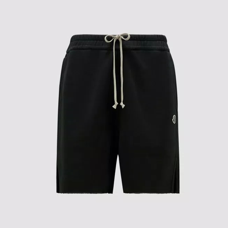 NIGO Moncler x Rick Owens Men's Spring/Summer Fashion Logo Printed Black Cotton Drawstring Loose Jersey Shorts #nigo98321