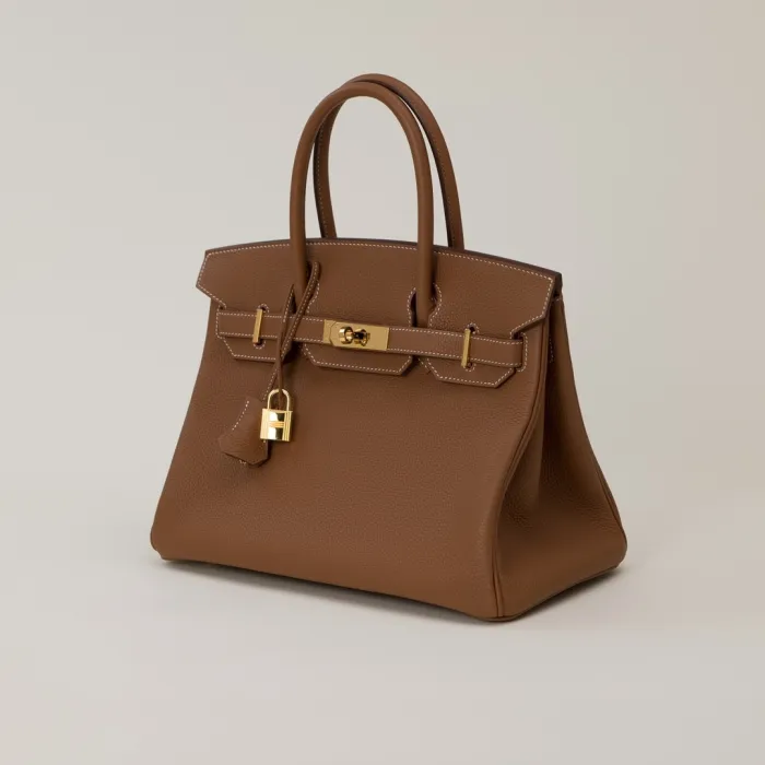 NIGO Hermes Birkin 30 Gold Buckle Solid Color Handbag Temperament Metal Buckle Kelly Bag Accessories H027633CC37 #nigo98298