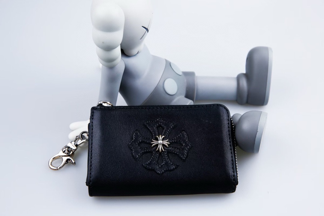 L Chrome Hearts NIGO Cowhide Lobster Clasp Chain Cross Wallet Coin Purse bag