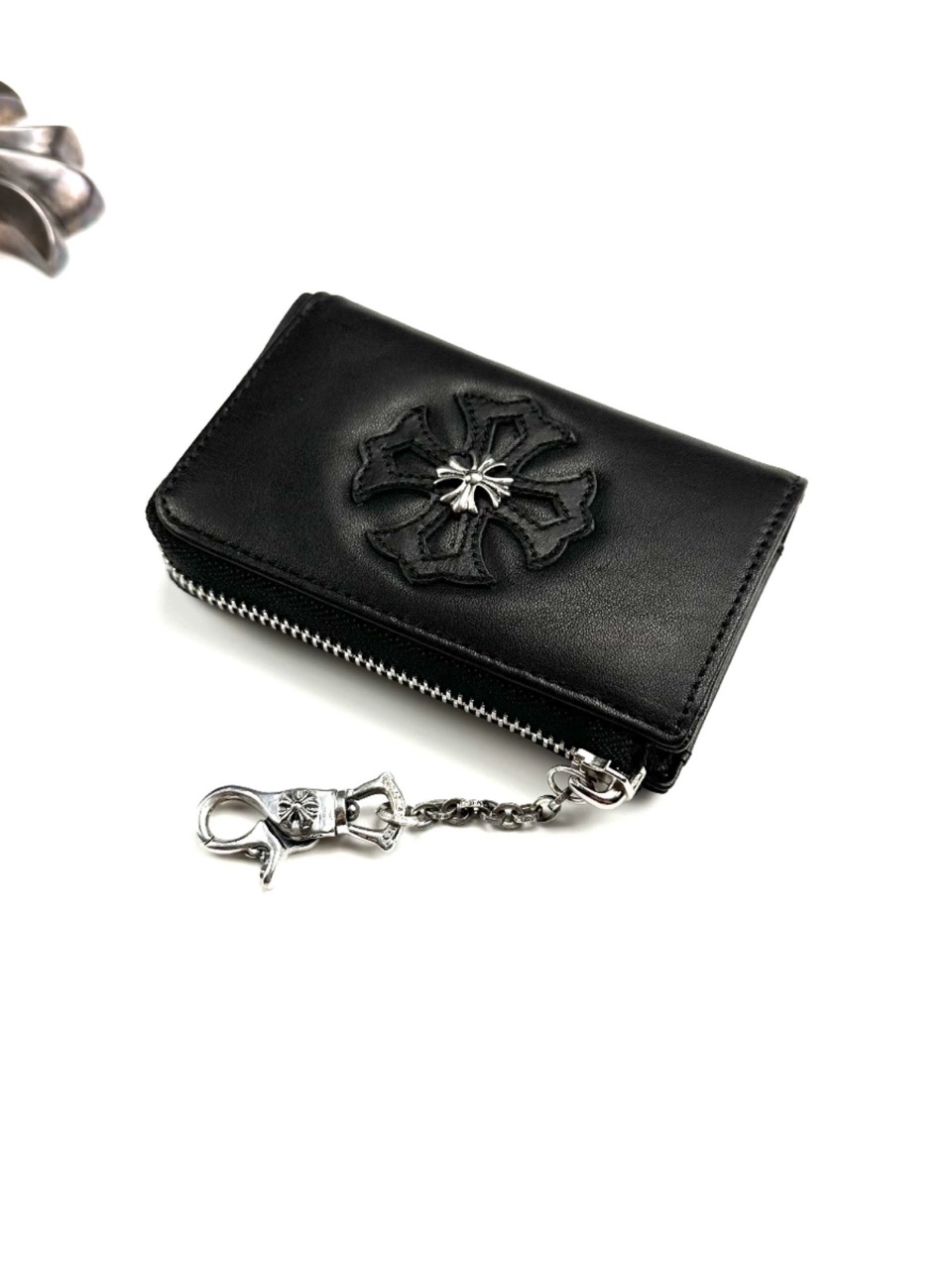 L Chrome Hearts NIGO Cowhide Lobster Clasp Chain Cross Wallet Coin Purse bag