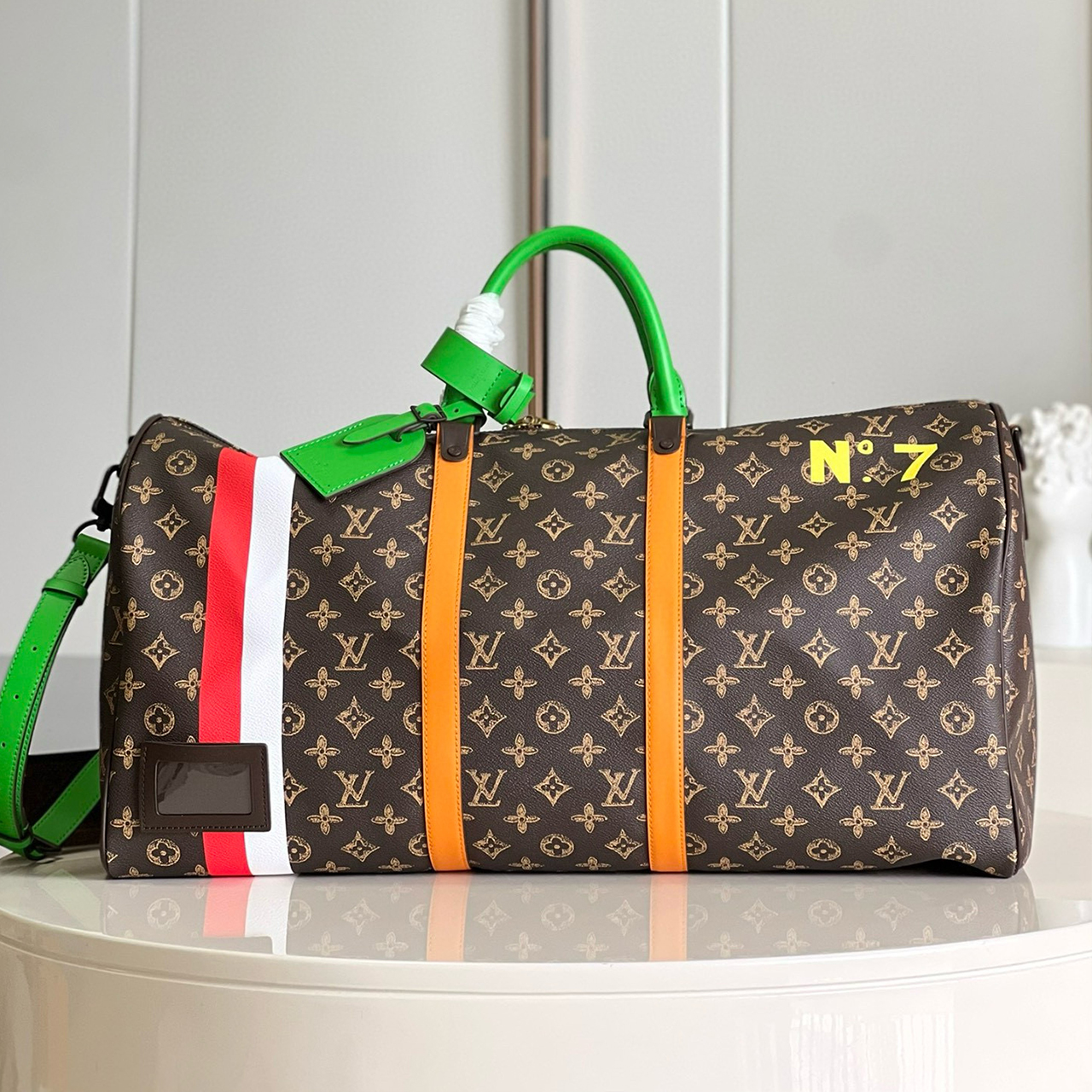 NIGO Louis Vuitton Colored Striped Travel Bag With Diagonal Span And Large Capacity Canvas Leather Handbag #nigo98332
