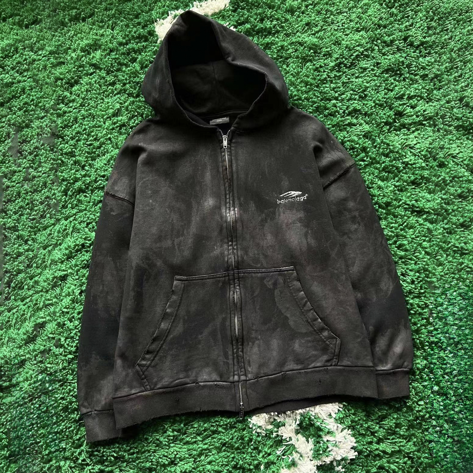 NIGO Balenciaga Men's Spring/Summer Fashion High Street Aged Mud Dye Metal Zipper Jacket Embroidered Logo Black Jacket #nigo98365