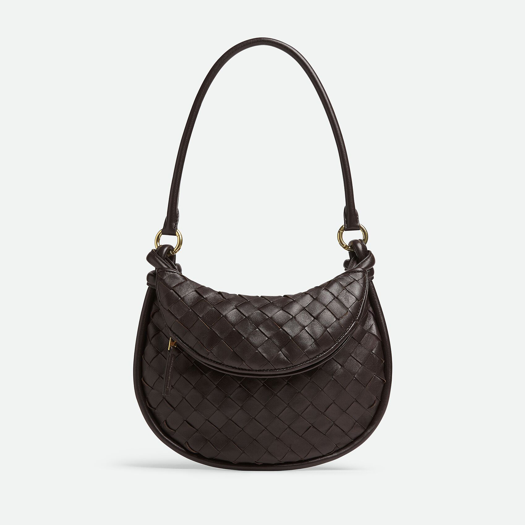 NIGO Bottega Veneta Women's Solid Color Gemelli Intrecciato Woven Detachable Half Moon Zipper Sheepskin Leather Handbag Shoulder Bag #nigo98327