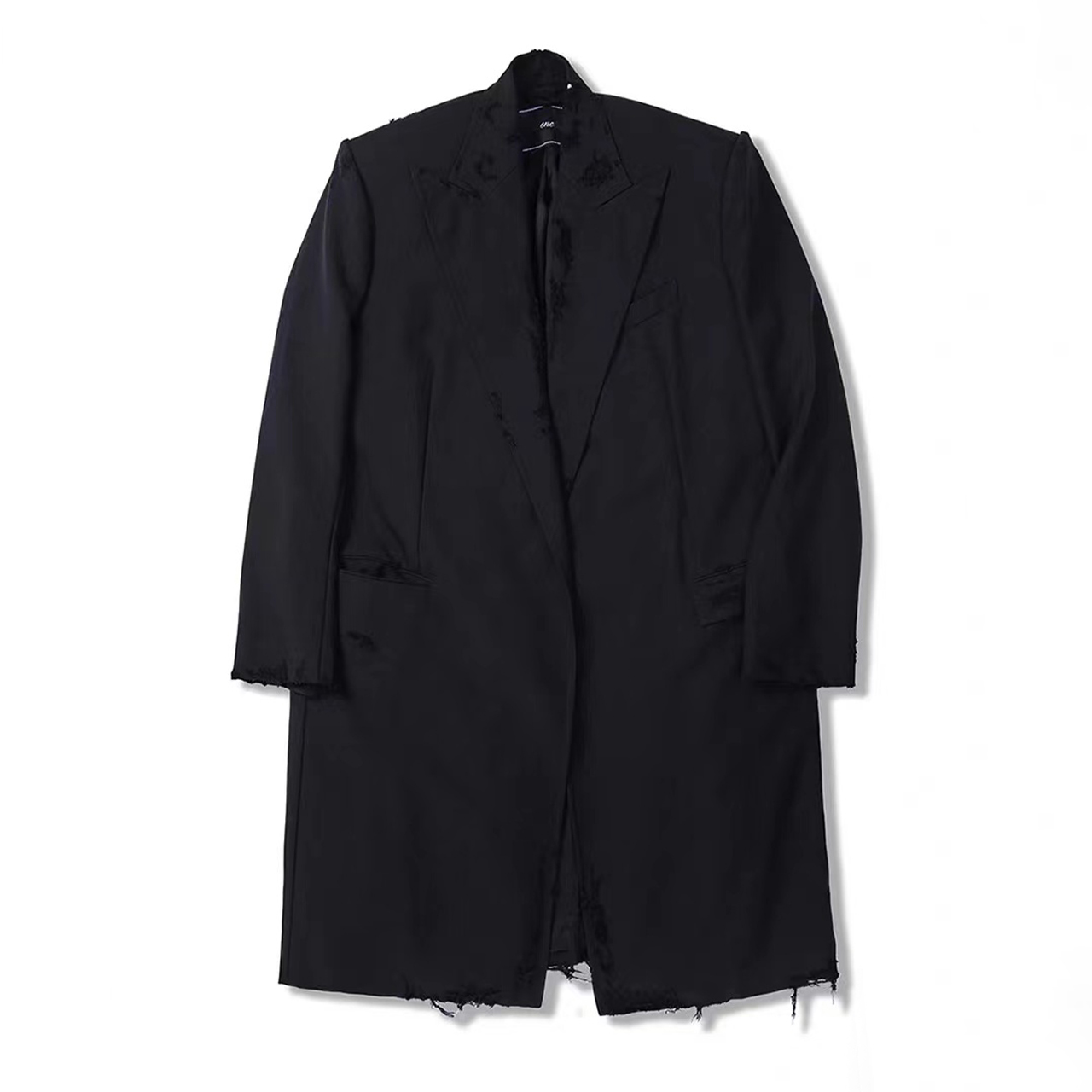 NIGO Balenciaga Men's Women's Spring And Autumn Doing Old Shoulder Pads Destroyed Loose Long Black Coat Jacket #nigo7814