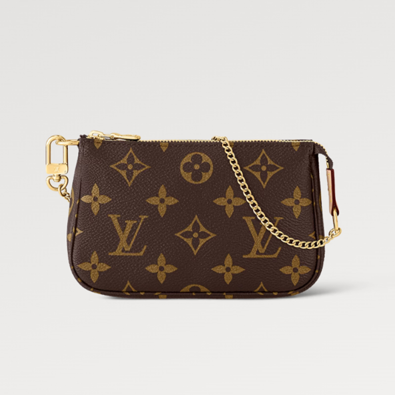 NIGO Louis Vuitton Men Women Solid Color Double Chain Small Mahjong Classic Old Flower MINI POCHETTE ACCESSOIRES Cowhide Clutch Casual Shoulder Bag #nigo98364