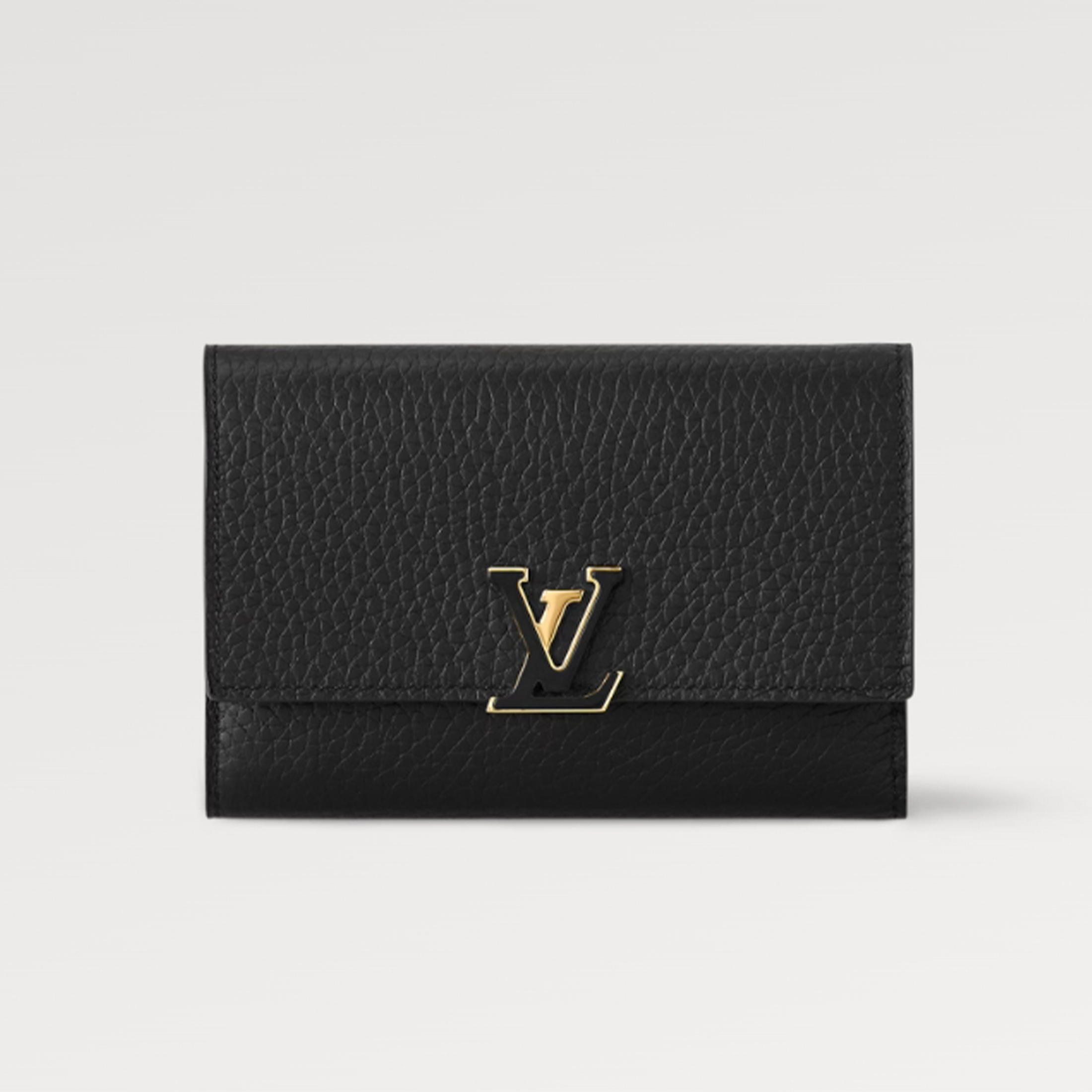 NIGO Louis Vuitton Women's Black Folding Snap Capucines Short Leather Money Clip Leisure Bag #nigo98362