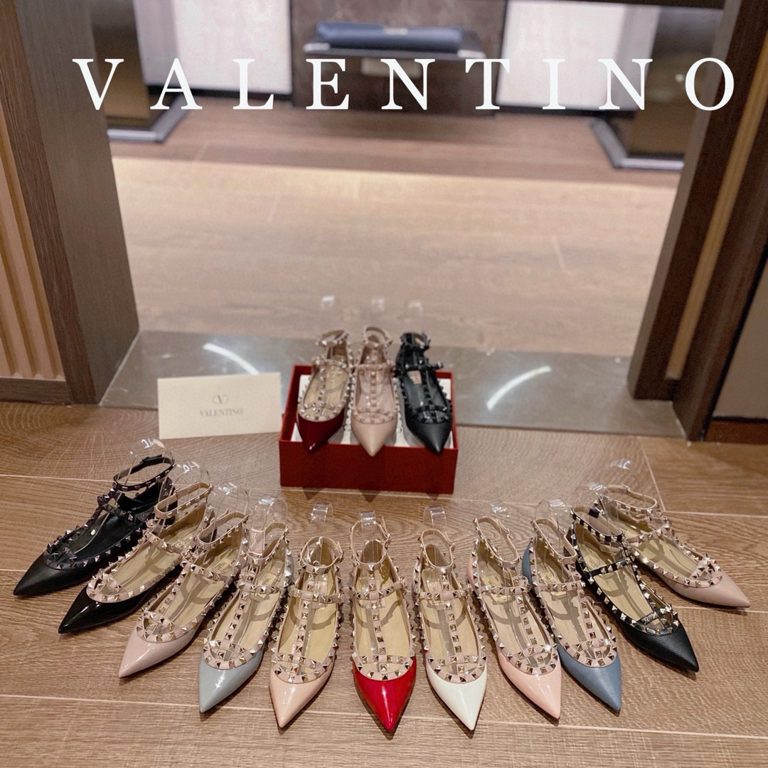 NIGO Valentino Women's Spring And Summer Rivets Cowhide Single Shoes Mirror Patent Leather Sheepskin Lining High-heeled Shoes #nigo98357