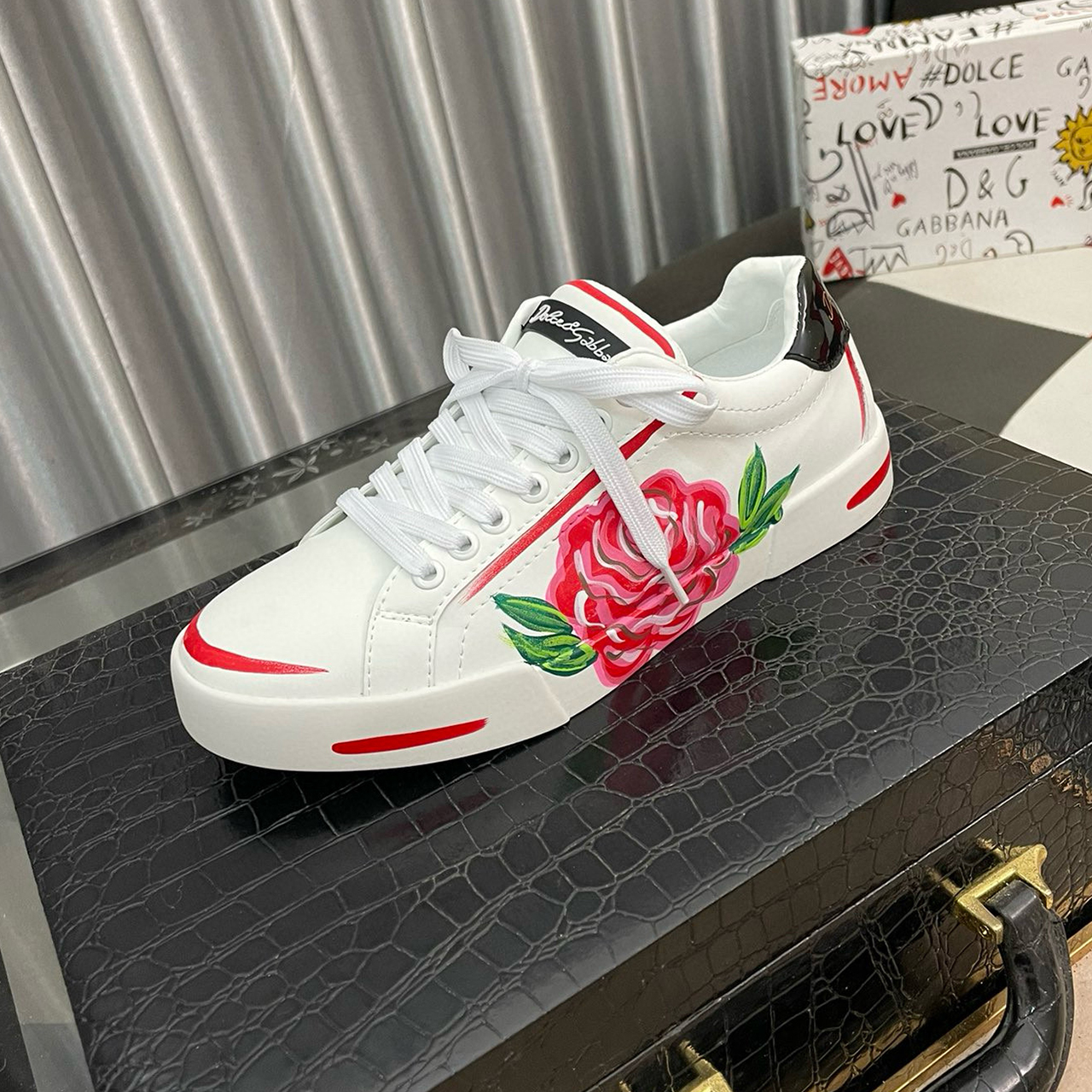 NIGO Dolce&Gabbana  Men's Graffiti White Shoes Cowhide Board Shoes Sneakers  #nigo98356