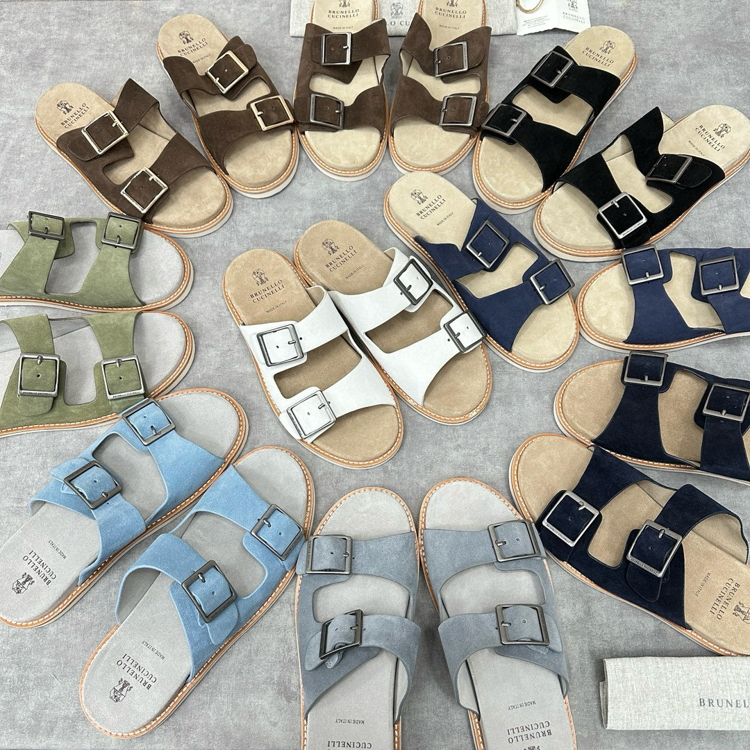 NIGO Brunello Cucinelli Men's Spring And Summer Casual Fashion Cowhide Sandals Slippers Metal Buckle Multi-color Optional #nigo98339