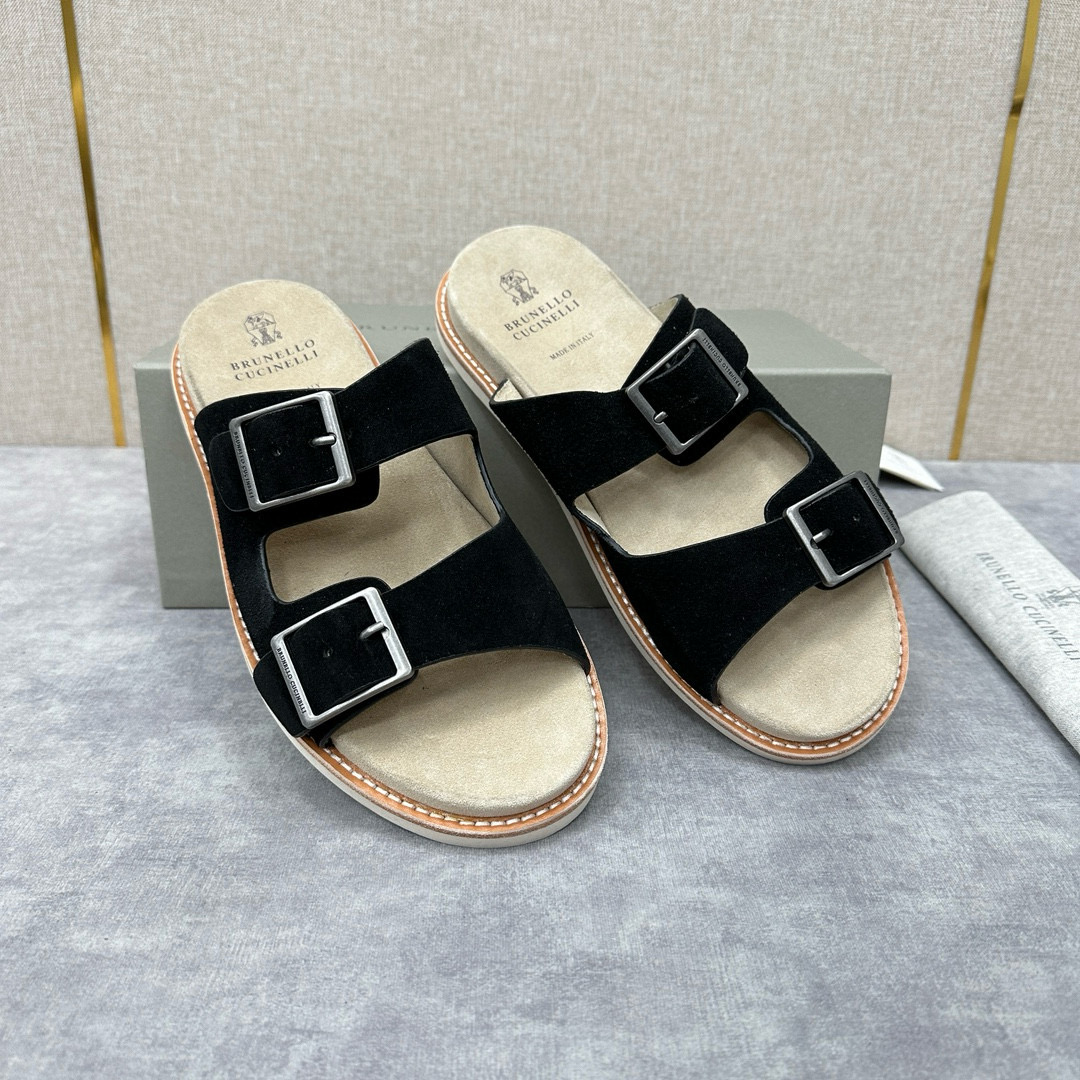 NIGO Brunello Cucinelli Men's Spring And Summer Casual Fashion Cowhide Sandals Slippers Metal Buckle Multi-color Optional #nigo98339