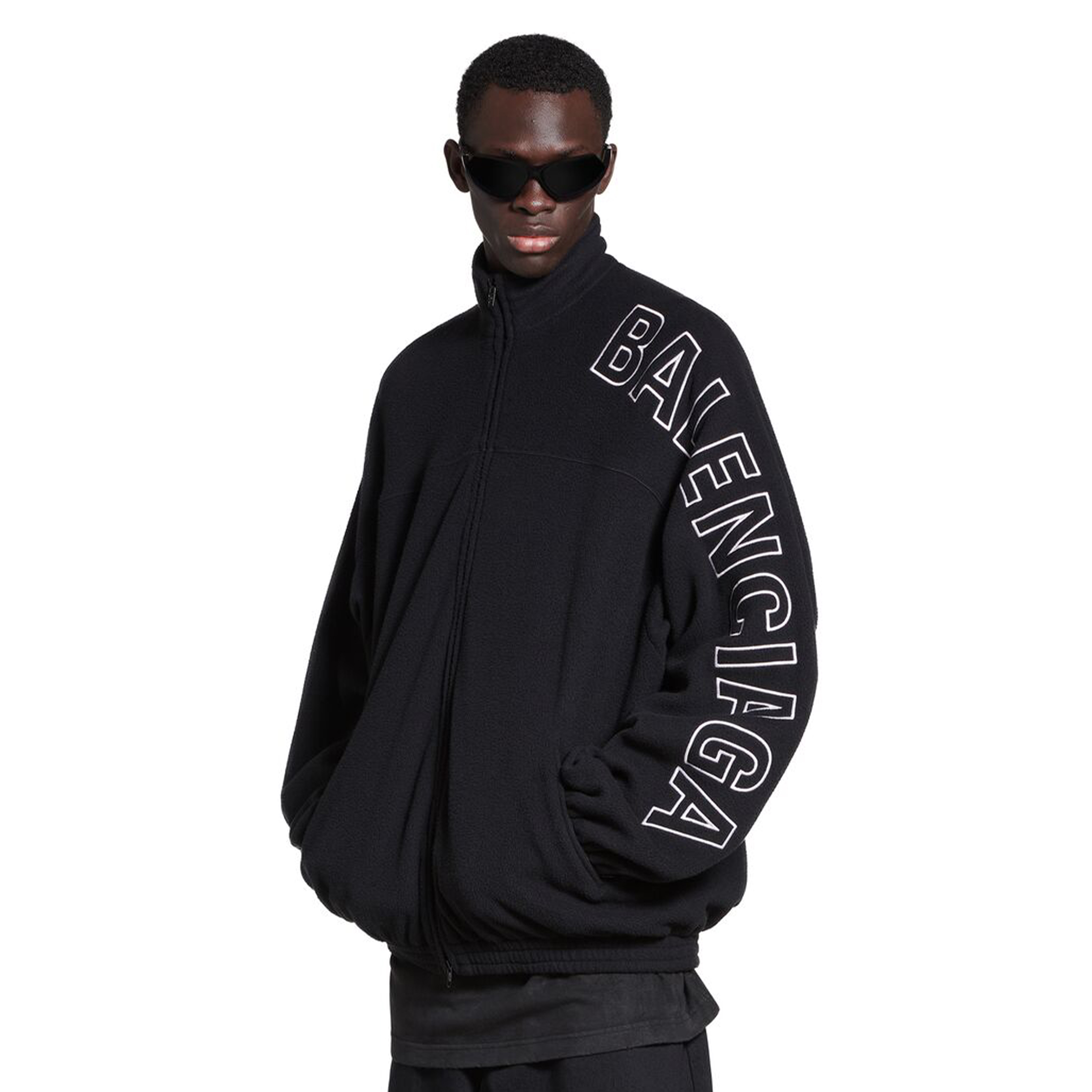 NIGO Balenciaga Men's Women's Fall Logo Printed Black Standing Collar Zipper Long Sleeve Loose Outline Tracksuit Jacket Casual Trousers #nigo98346