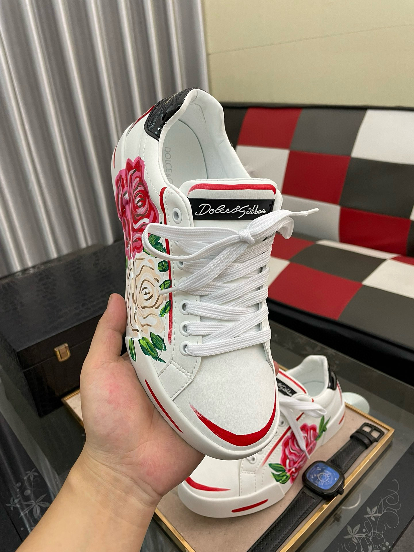 NIGO Dolce&Gabbana  Men's Graffiti White Shoes Cowhide Board Shoes Sneakers  #nigo98356