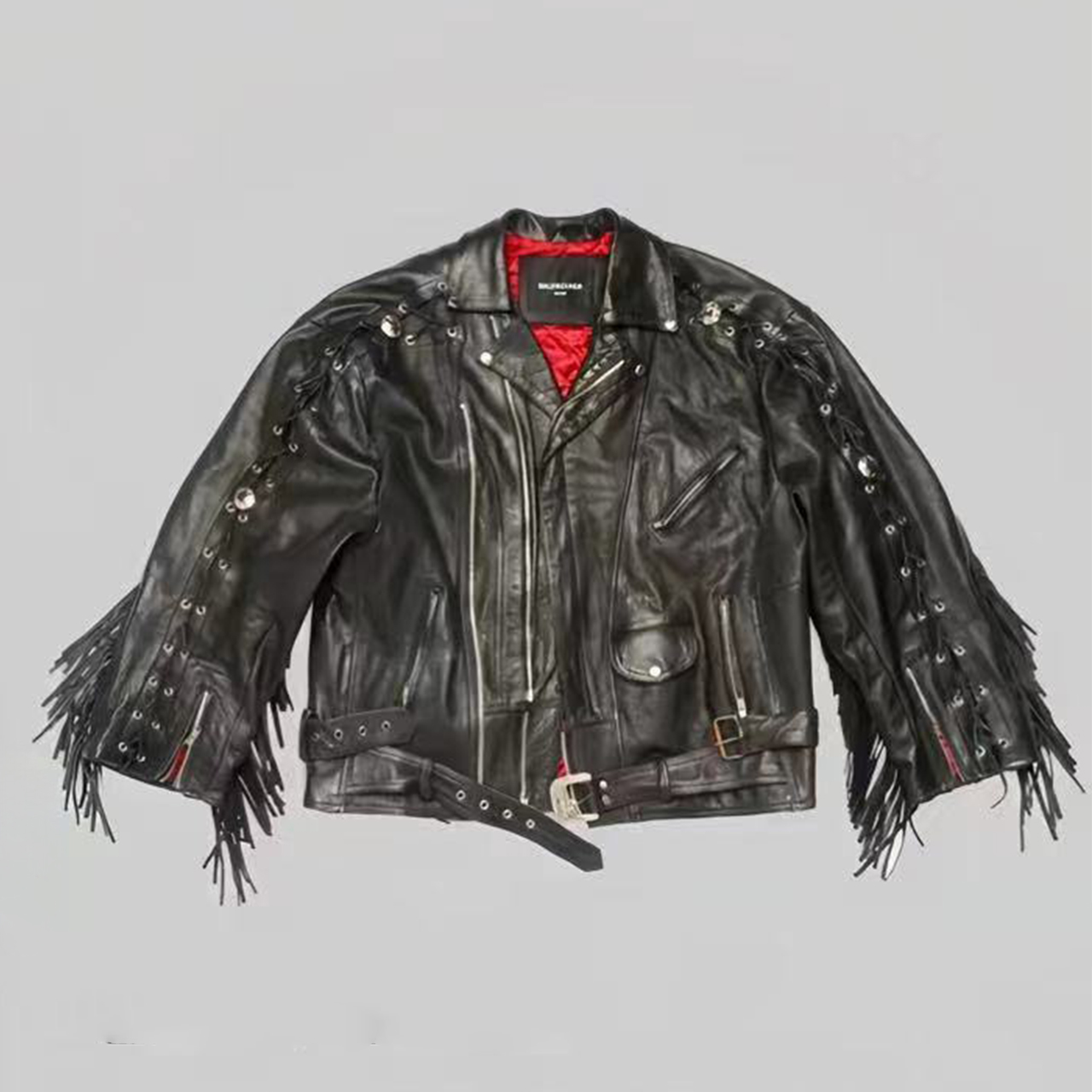 NIGO Balenciaga Men's fall and winter fashion high street zipper leather jacket lapel tassel metal buckle jacket Ngvp #nigo7826