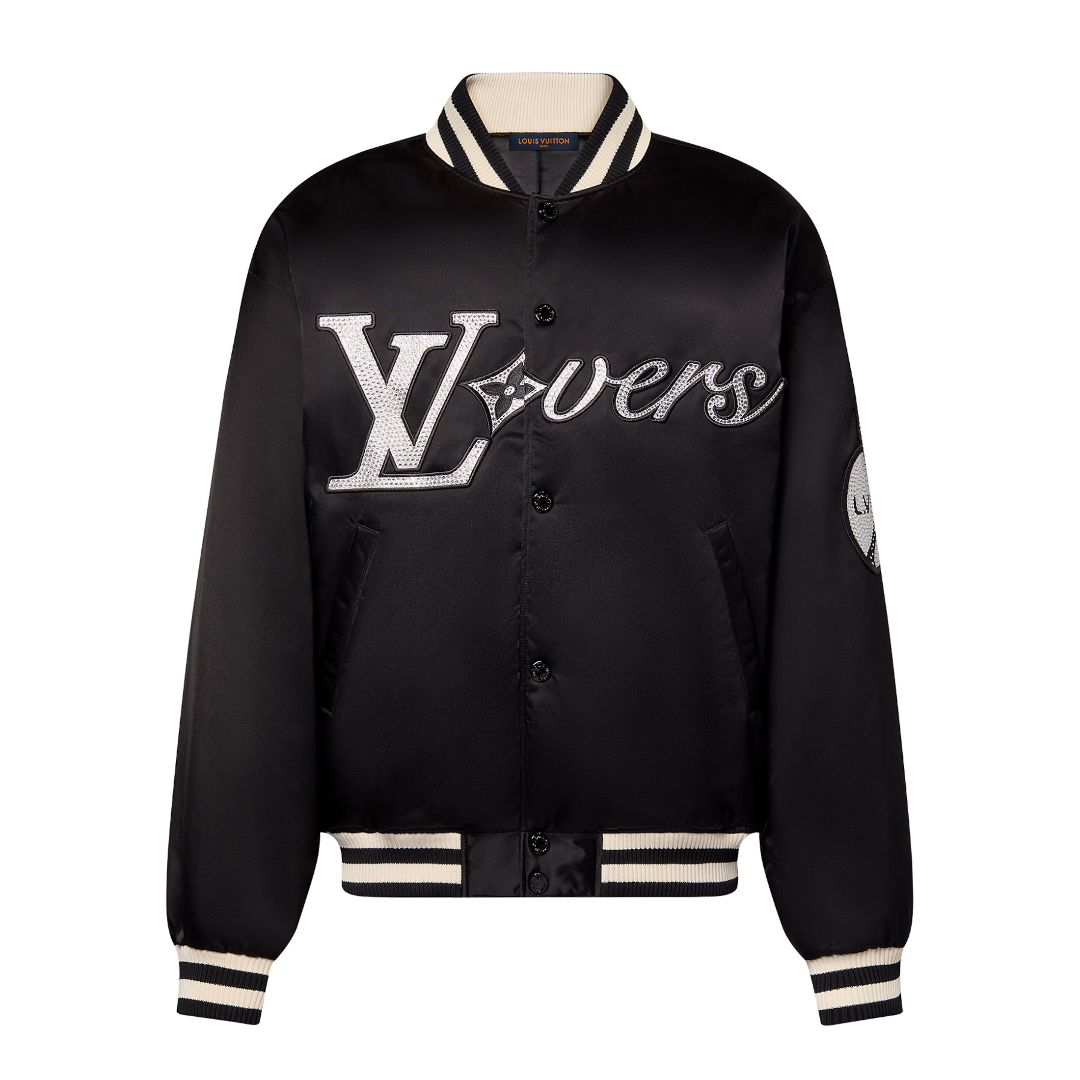 NIGO Louis Vuitton Men's Spring and Fall Black Striped Letter Single Breasted Jacket Embroidered Nylon Baseball Blouson #nigo98379