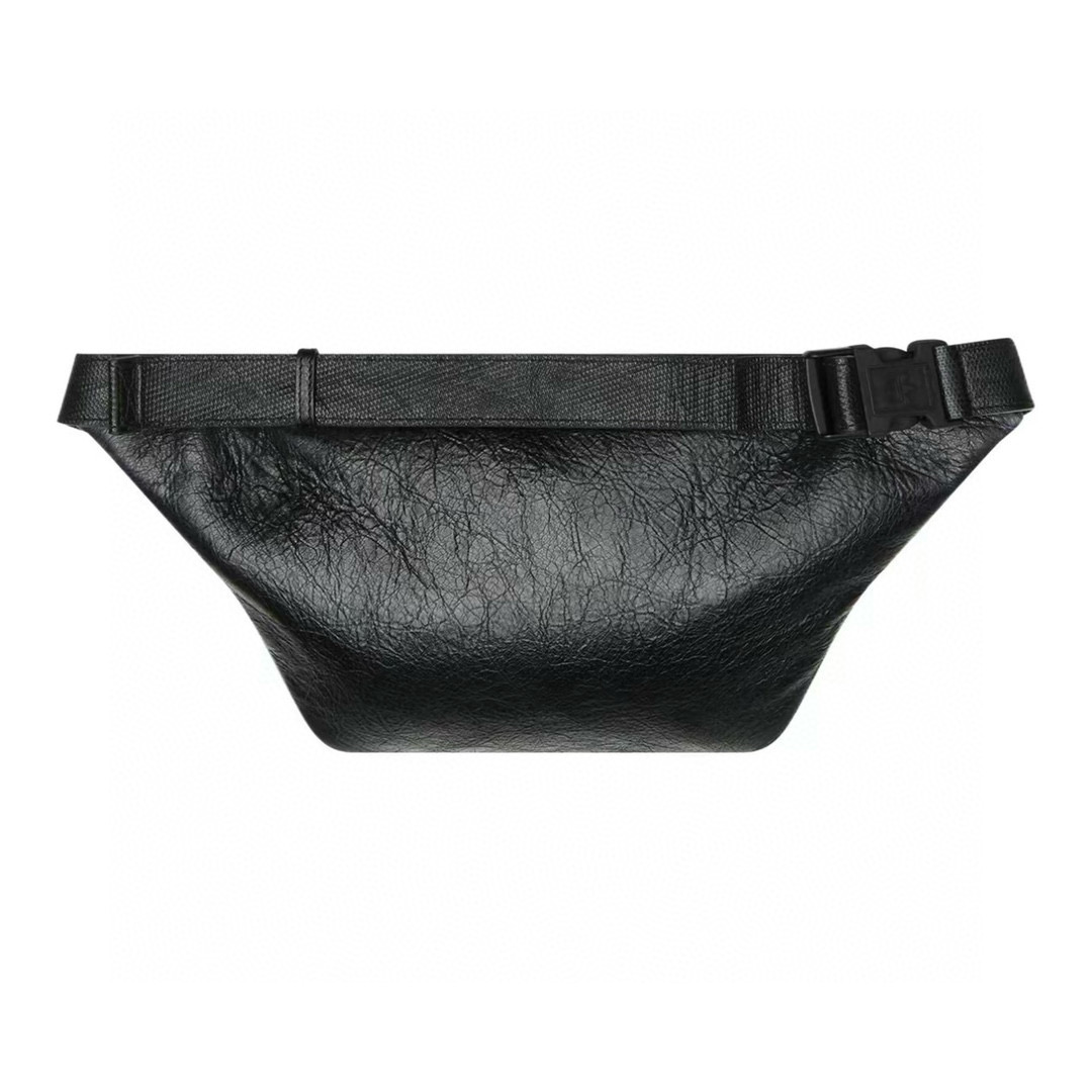 NIGO Balenciaga X Adidas Men's Black and White Stripe Zipper Closure Logo Printed Sheep Leather Shoulder Crossbody Waist Bag Bags #nigo98396