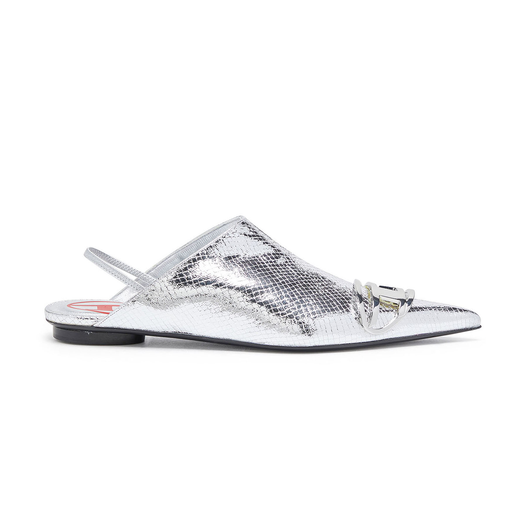 NIGO Dlesel Women's Summer Metal Logo Leather Denim Pointed Toe Flat Shoes #nigo98395