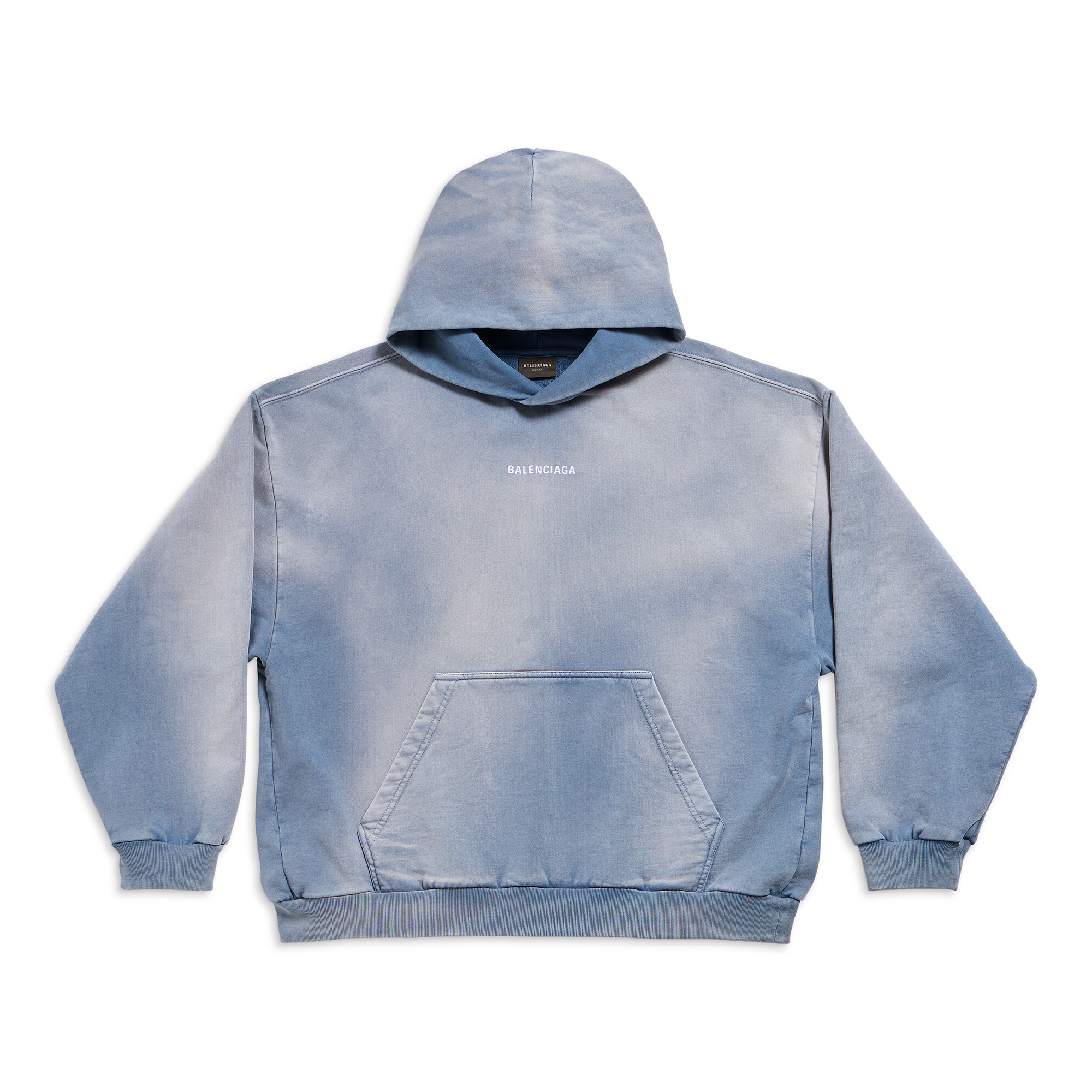 NIGO Balenciaga Men's Spring and Fall Blue Tie-Dye Gradient Embroidered Logo Regular Fit Hooded Sweatshirt Pullover #nigo98388
