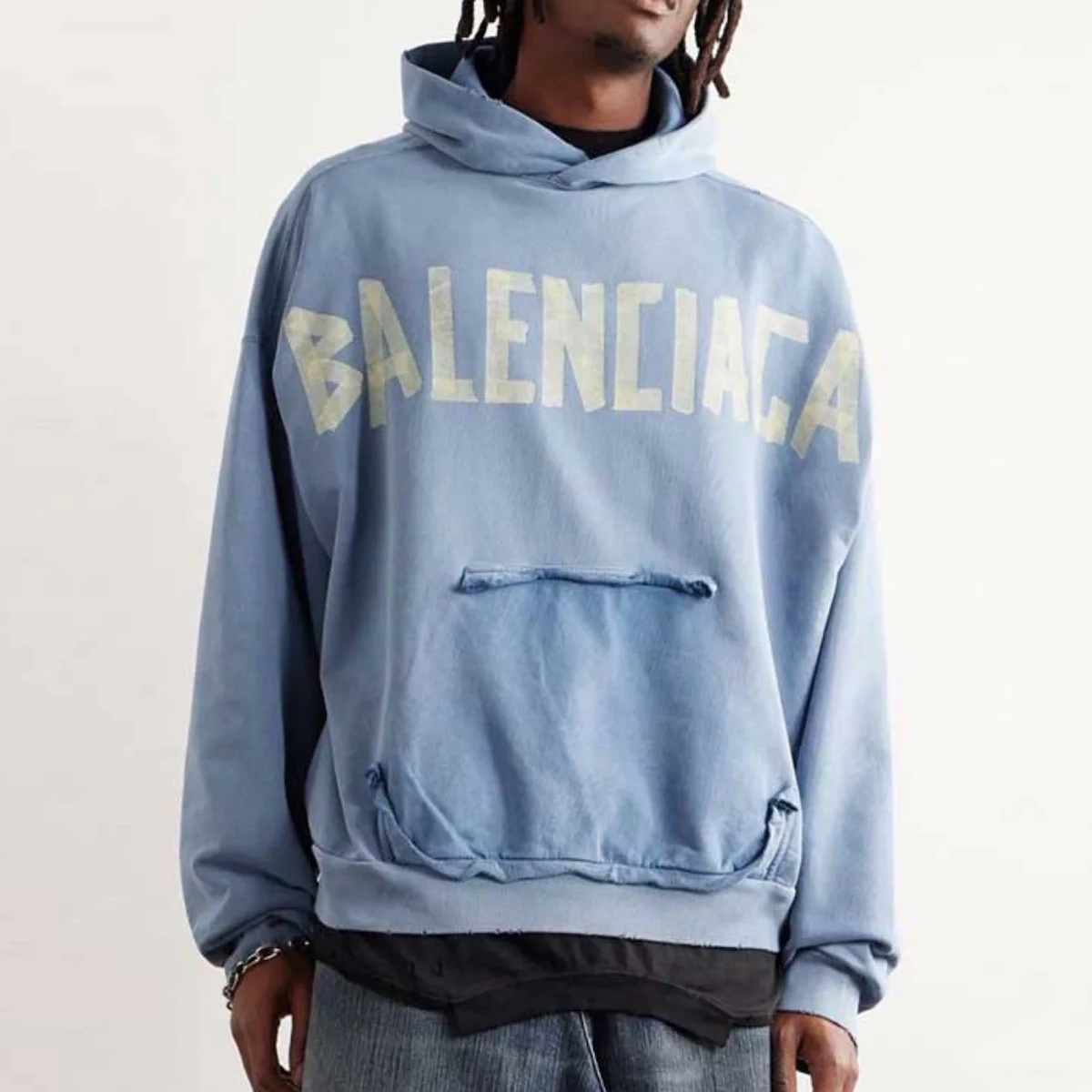 NIGO Balenciaga Men's Spring and Fall Logo Letter Print Blue Loose Fit Hooded Sweatshirt Pullover #nigo98387