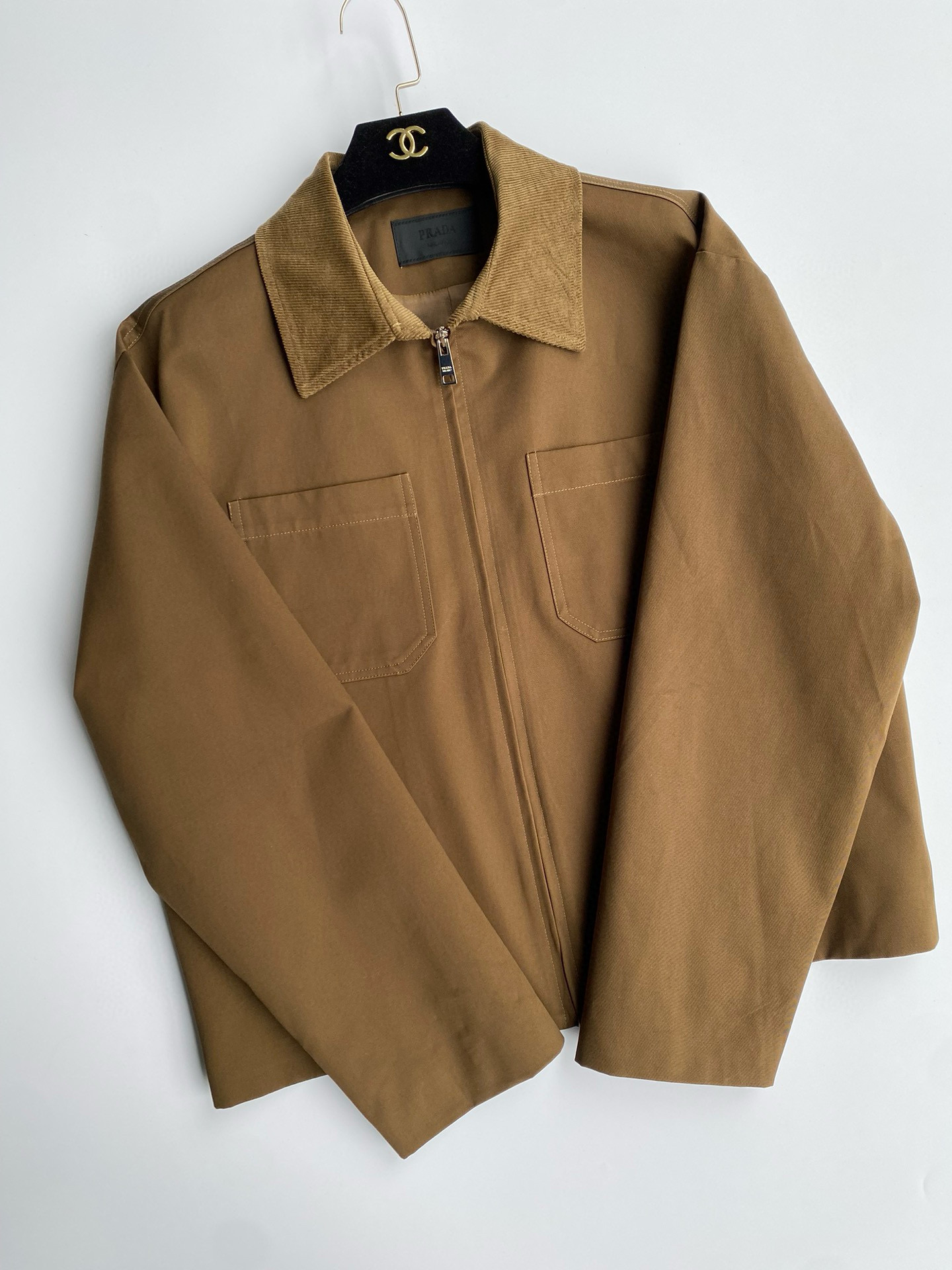 NIGO Prada Men's Autumn and Winter Triangle Metal Label Solid Color Lapel Zipper Jacket #nigo98413