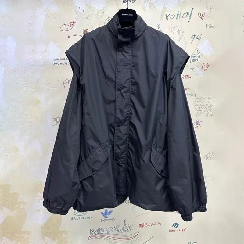 NIGO Balenciaga Women's Men's Spring And Autumn Black Nylon Silhouette Rush Jacket Casual Trend Zipper Jacket Ngvp #nigo7843