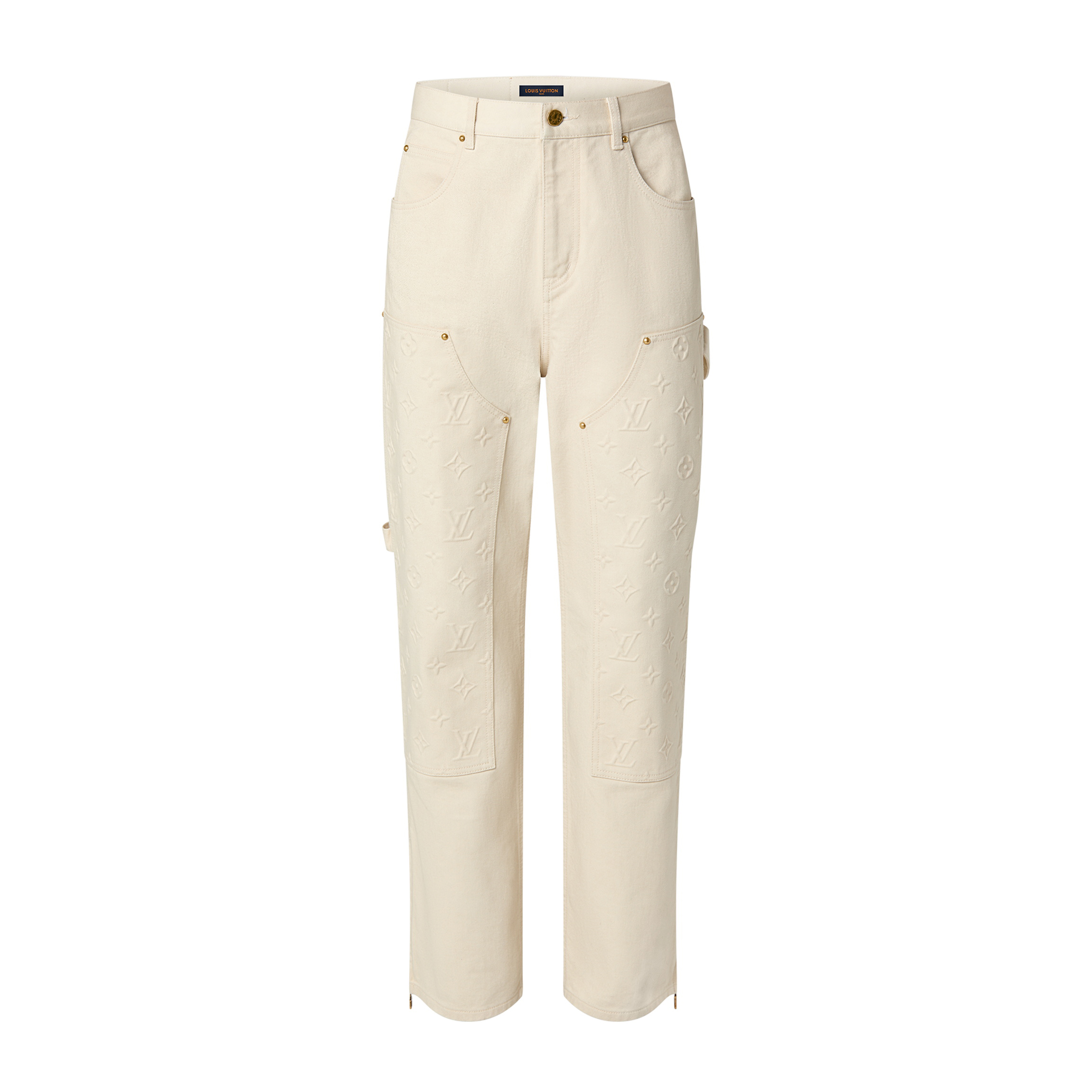 NIGO Louis Vuitton Men's Spring/Summer Monogrammed Khaki Mid-Rise Zipper Slim Straight Jeans Pants #nigo98427