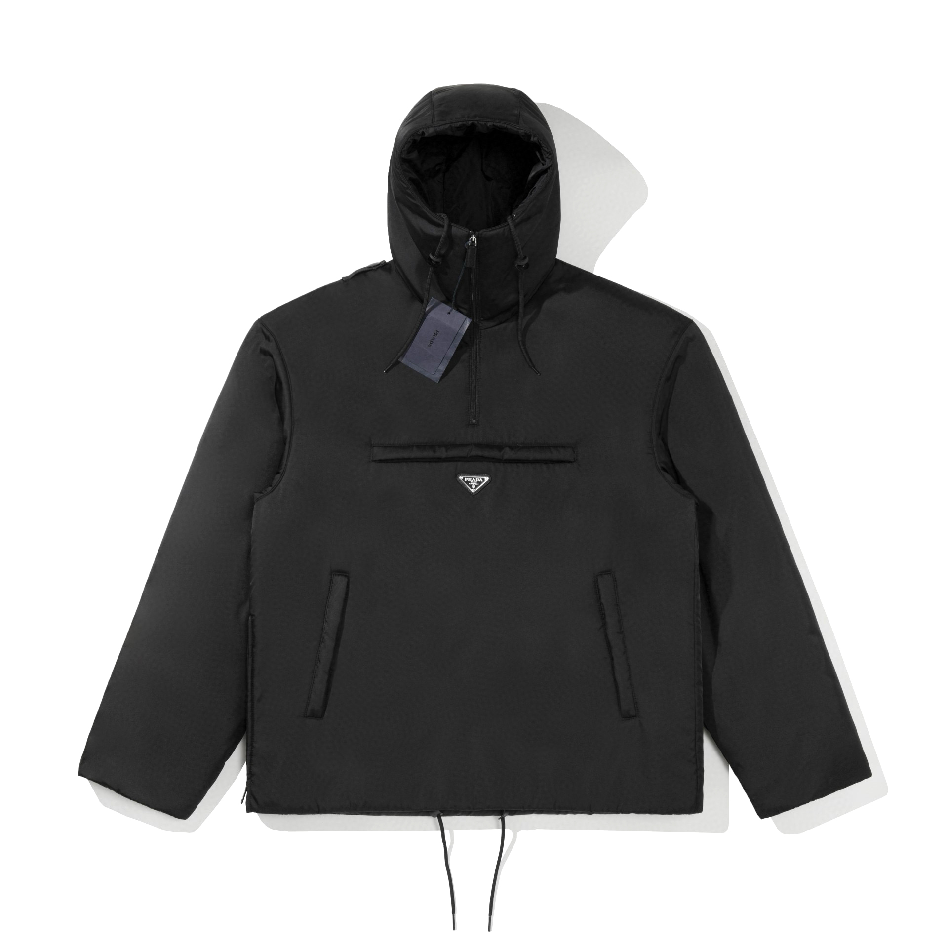 NIGO Prada Men's Spring and Autumn Black Triangle Label Half Zipper Hooded Cotton Jacket #nigo98416