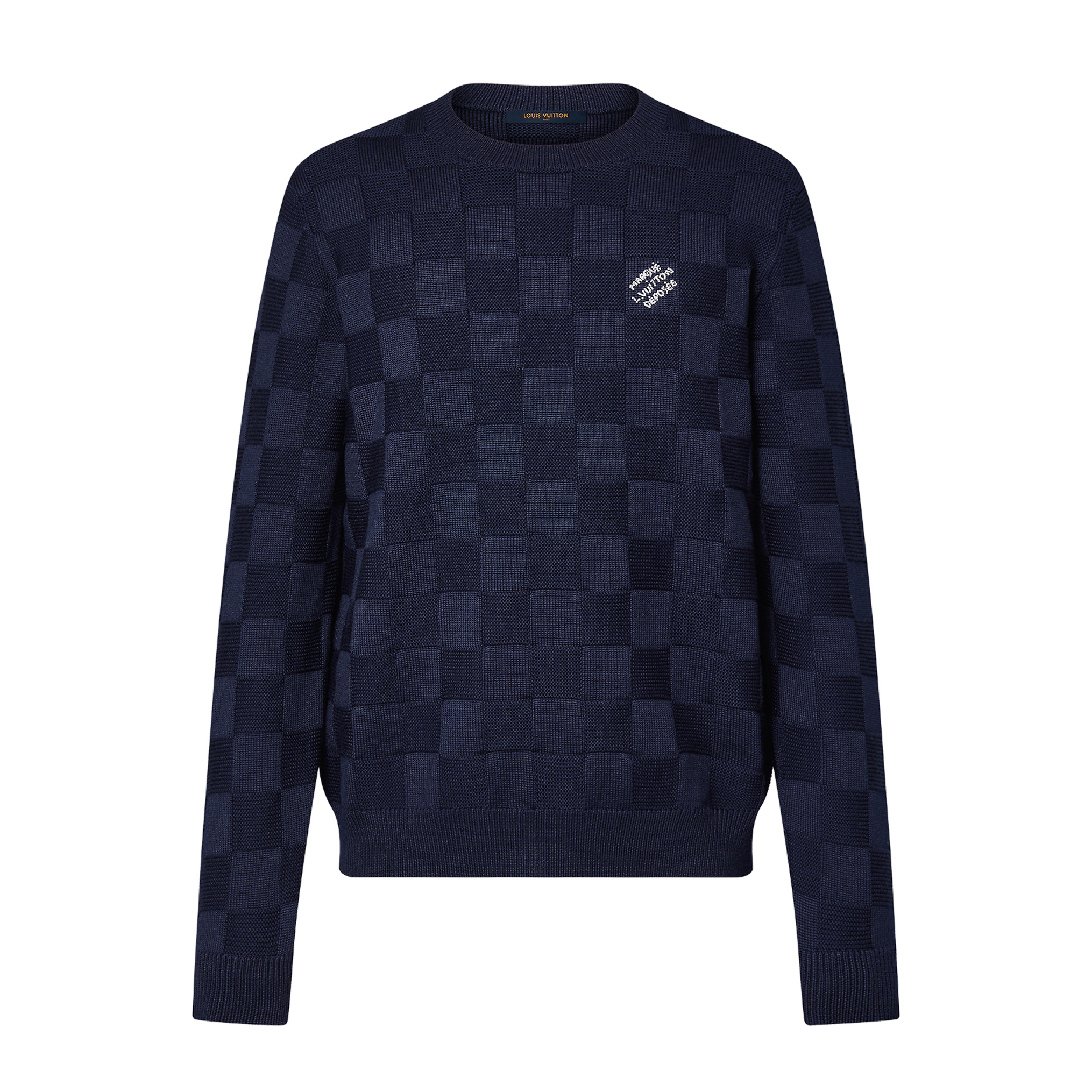 NIGO Louis Vuitton Men's Spring and Autumn Letter Embroidery Blue Crew Neck Casual Pullover Wool Sweater #nigo98436