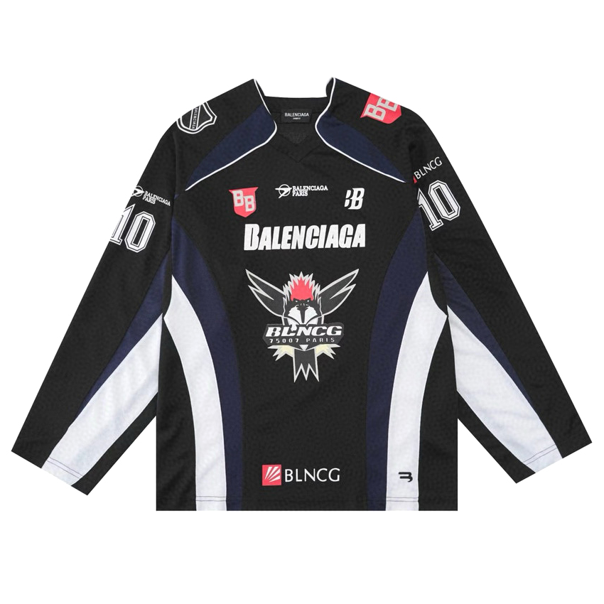 NIGO Balenciaga Men's Spring & Fall Polyester Hockey Sports Mesh Plain Jersey Long Sleeve T-Shirt #nigo98441