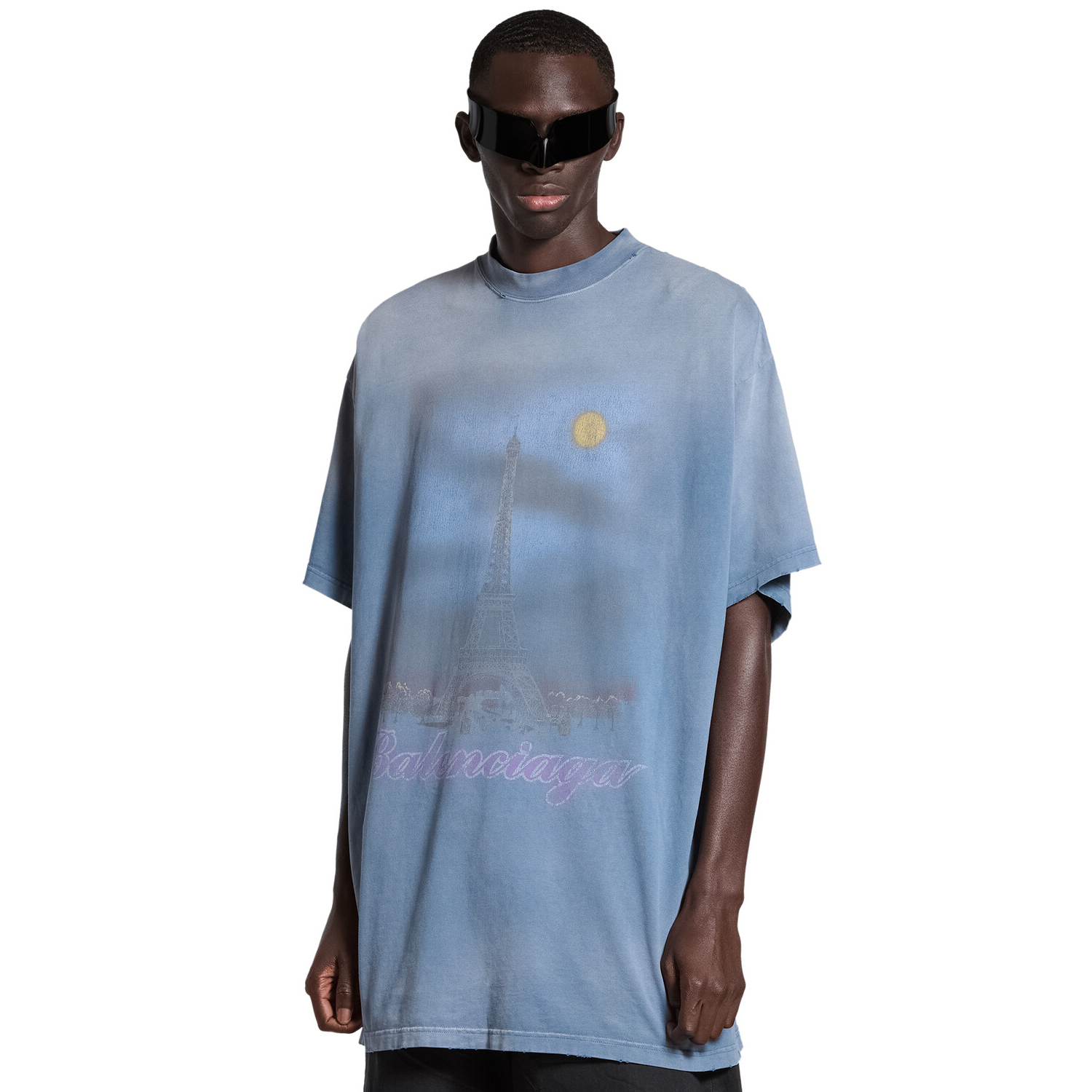 NIGO Balenciaga Men's Summer Paris Moon Solid Color Vintage Plain Knit Large Silhouette Short Sleeve T-Shirt #nigo98461