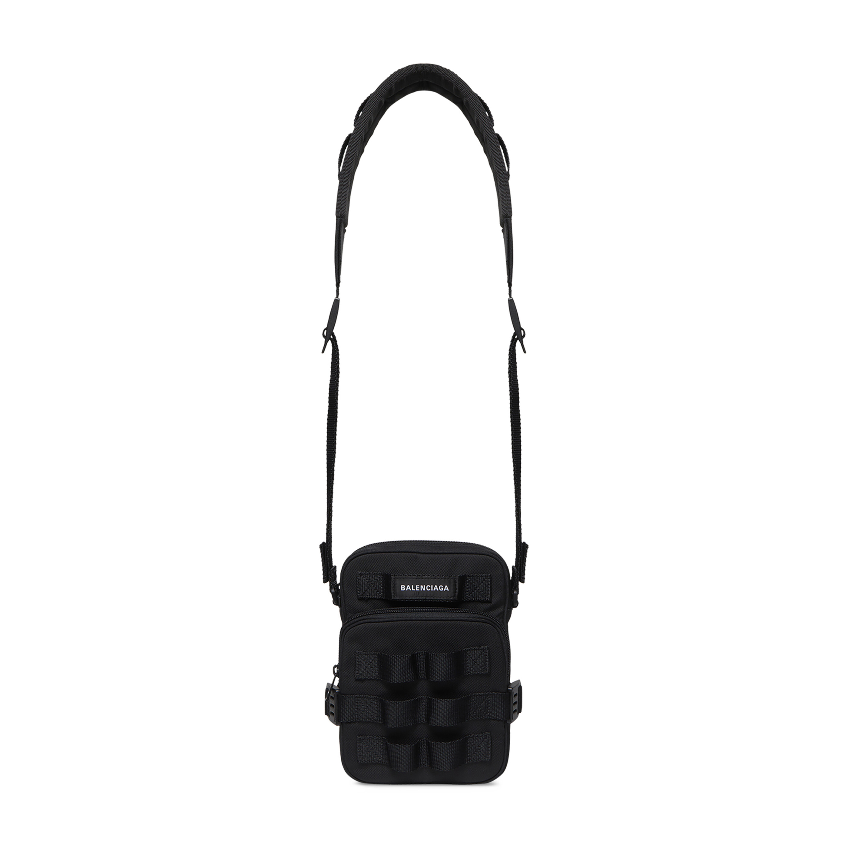 NIGO Balenciaga Army Men's Black Removable Adjustable Shoulder Strap Zipper Closure Nylon Polyester Shoulder Crossbody Bag #nigo98467