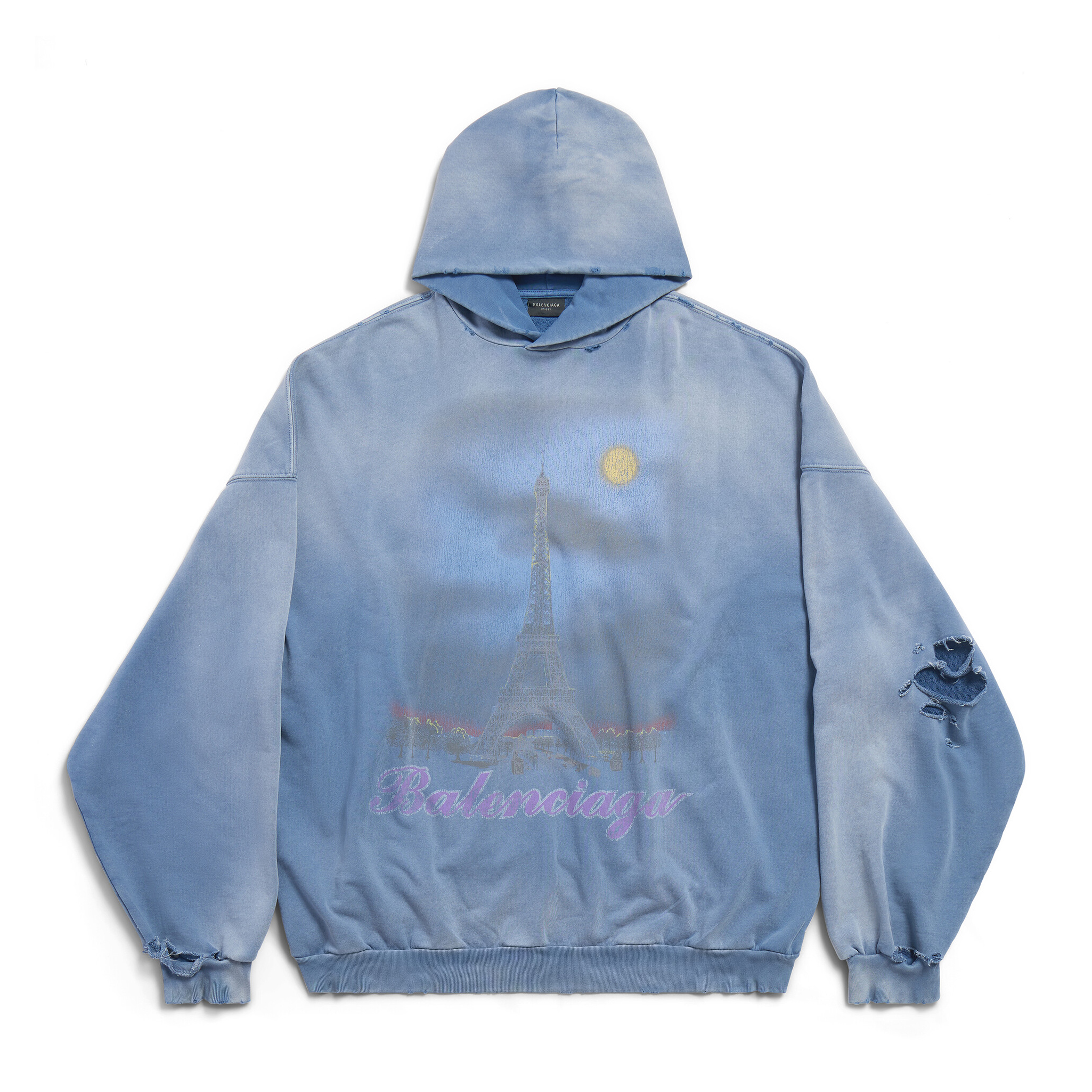 NIGO Balenciaga Paris Moon Hoodie Gradient Tattered Big Silhouette Hooded Sweatshirt Pullover #nigo98462