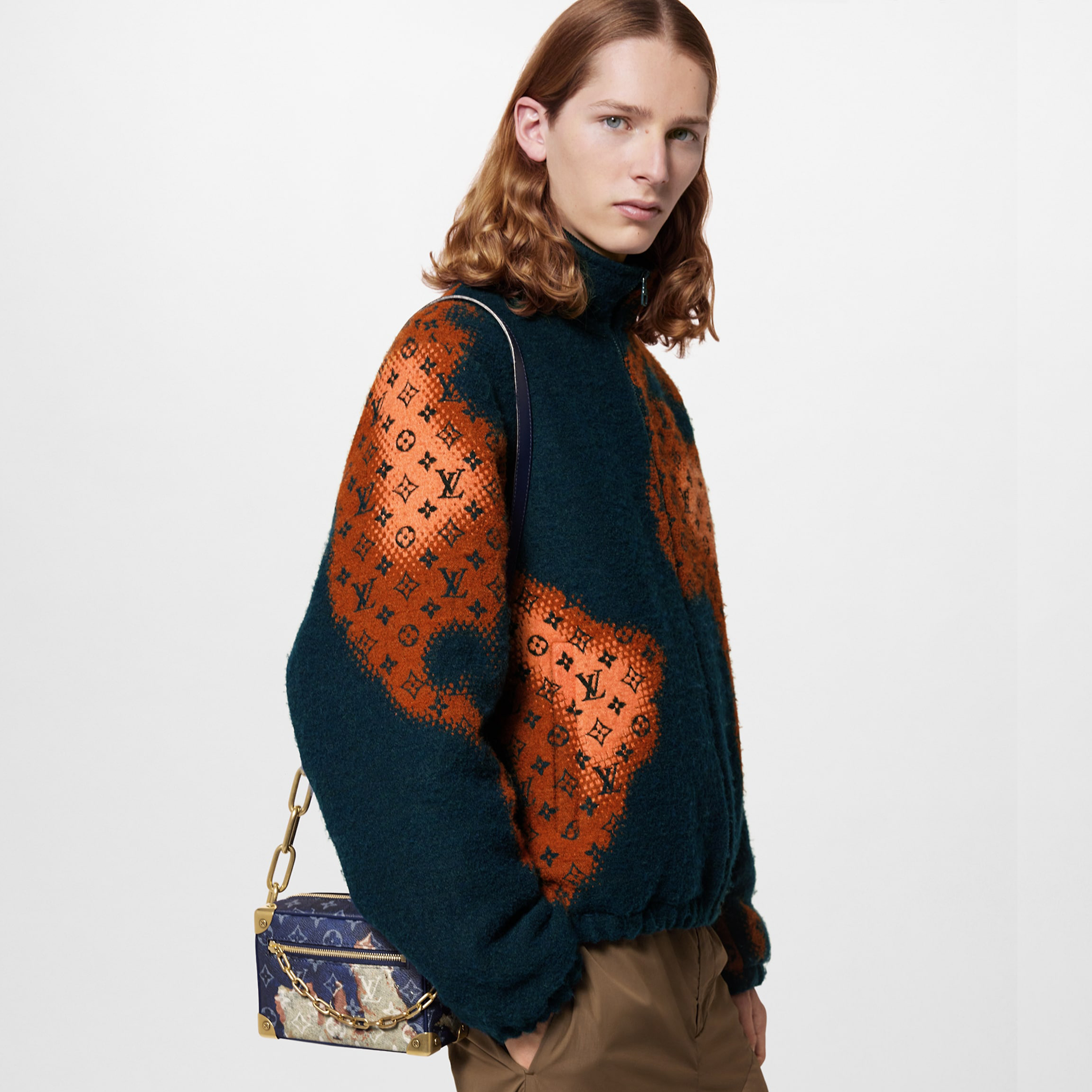 NIGO Louis Vuitton Men's Winter Color Collision Splicing Logo Print Casual Drawstring Jacket #nigo98458