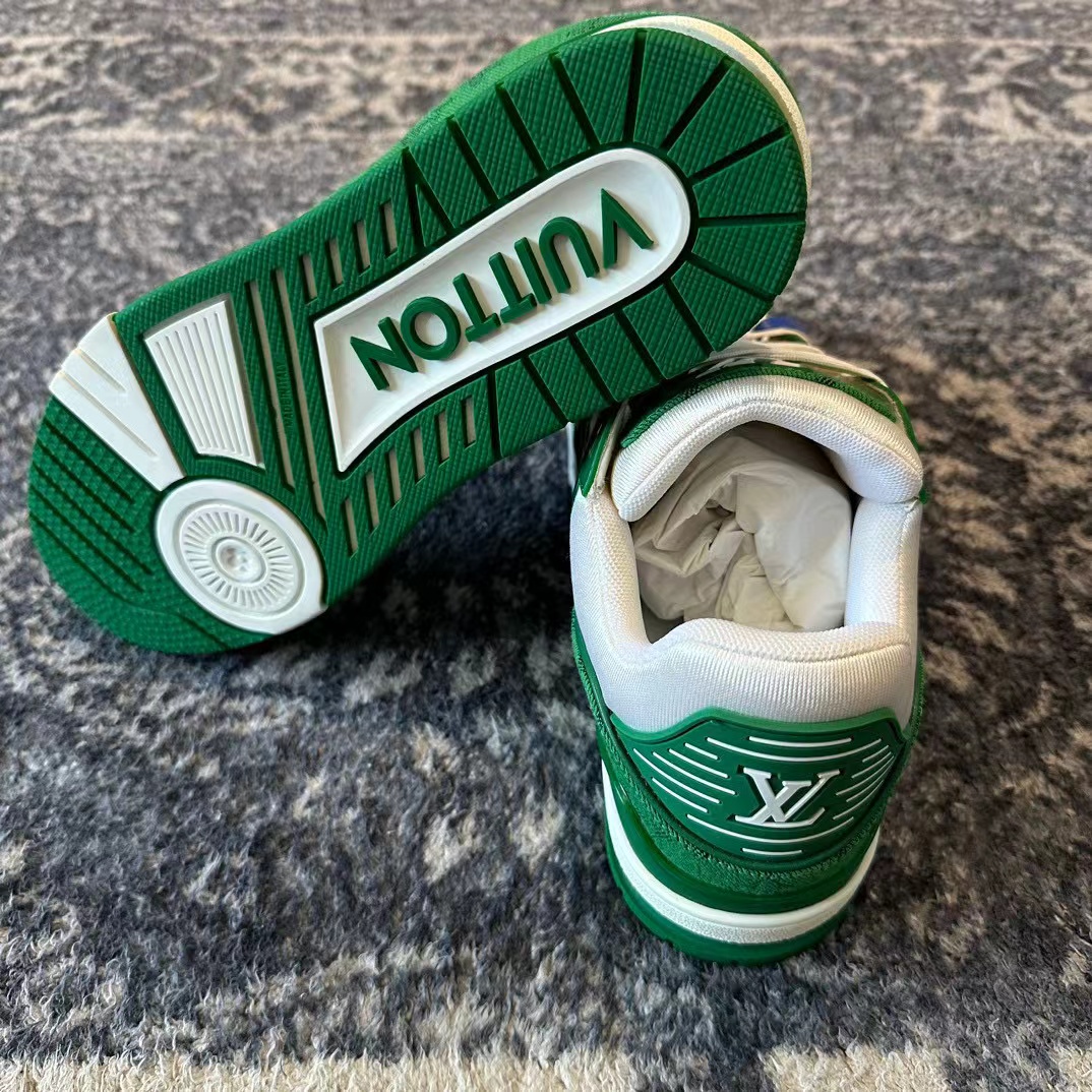 NIGO Louis Vuitton Men's Green White Dark Logo Low Top Casual Lace Up Board Shoes Sneakers #nigo98451