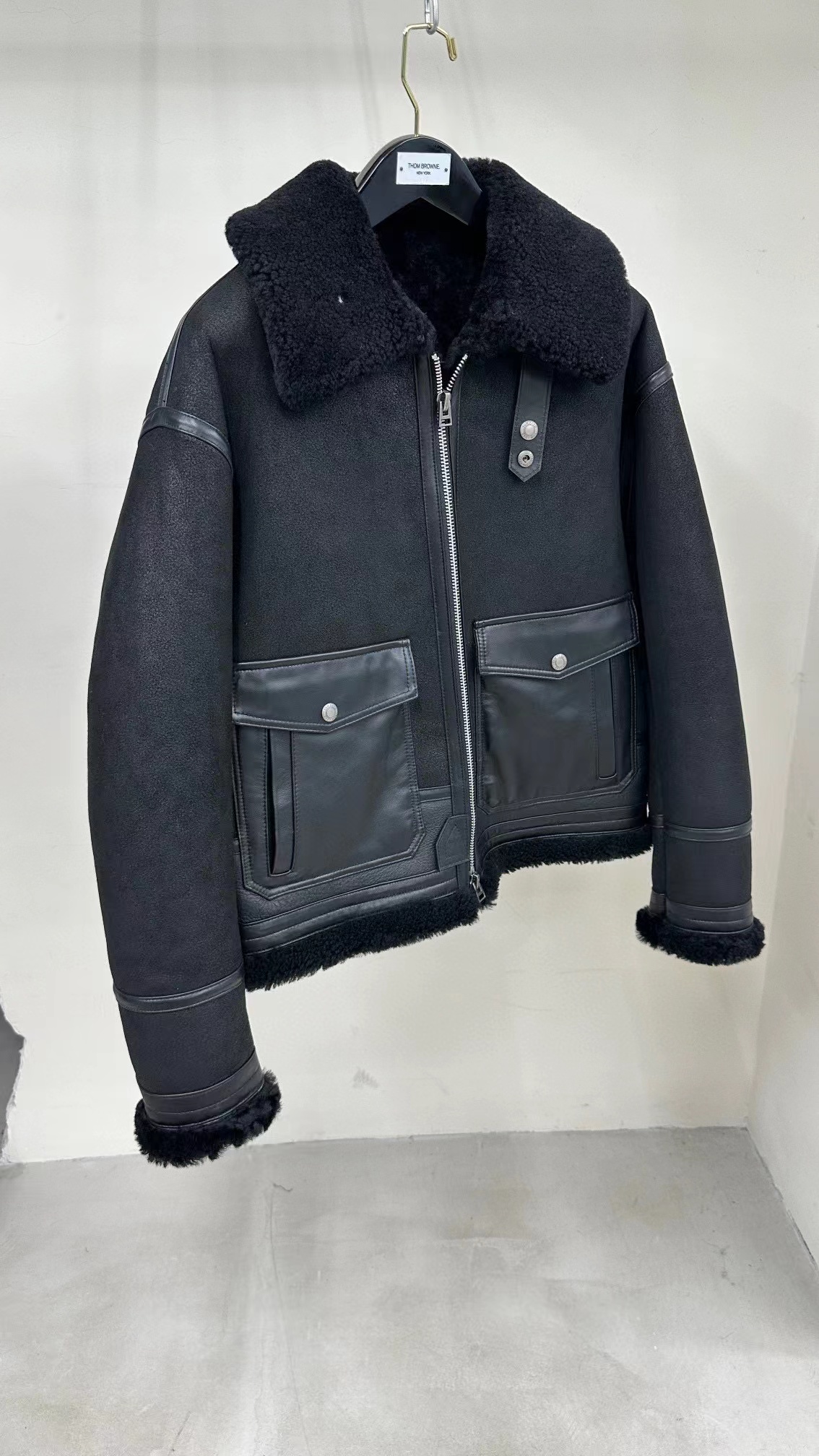 Nigo Tom Ford Men's Winter Black Fur Patchwork Long Sleeve Zipper Jacket #nigo98478