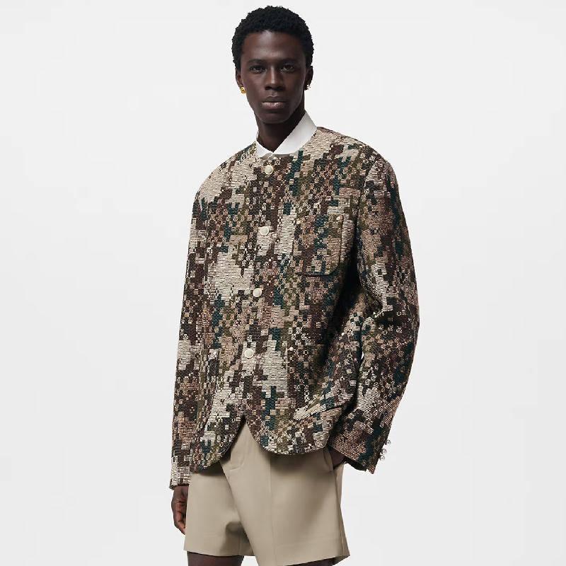 NIGO Louis Vuitton Men's Spring And Fall Fashion Mini Checkerboard Plaid Round Neck Jacket Pearl Buttons Casual Jacket Ngvp #nigo7854