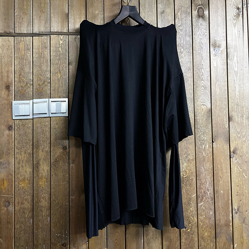 NIGO Rick Owens Women's Spring Summer Fashion High Street Trend Two Piece Tops Shoulder Padded Black and White Long Sleeve T-Shirt Ngvp #nigo7856