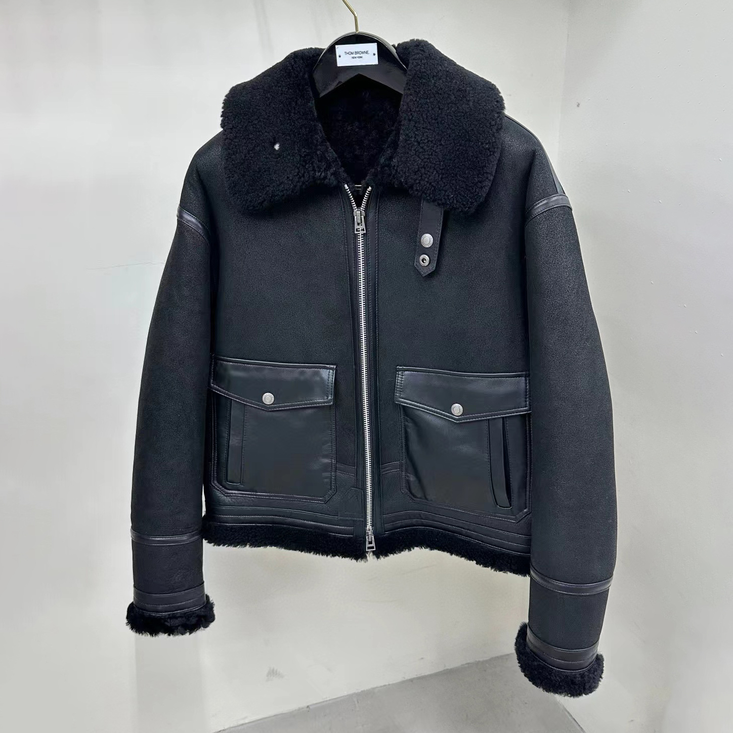 Nigo Tom Ford Men's Winter Black Fur Patchwork Long Sleeve Zipper Jacket #nigo98478