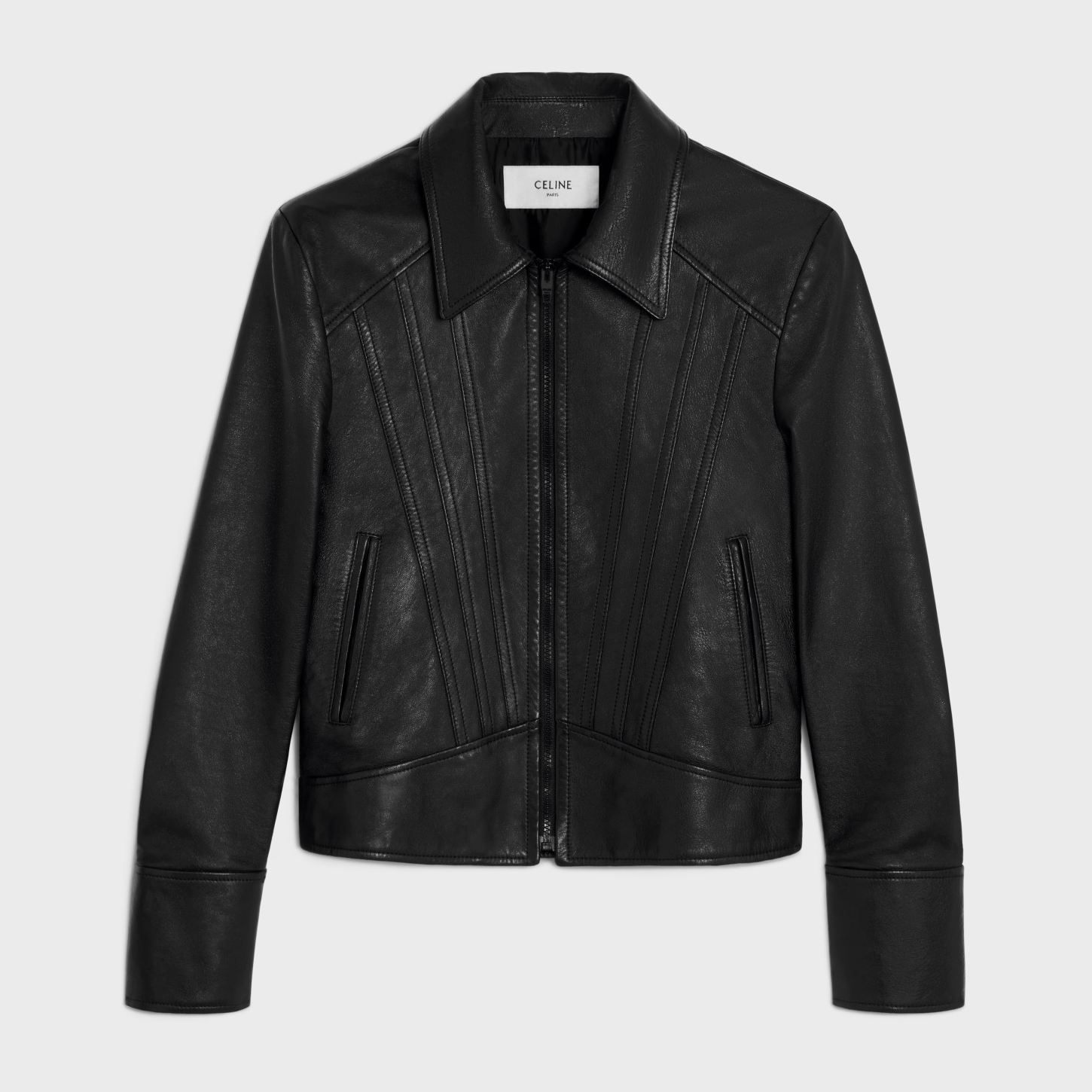 NIGO Celine Men's Fall And Winter Black Lapel Zipper Casual Lambskin Long Sleeve Jacket #nigo98469