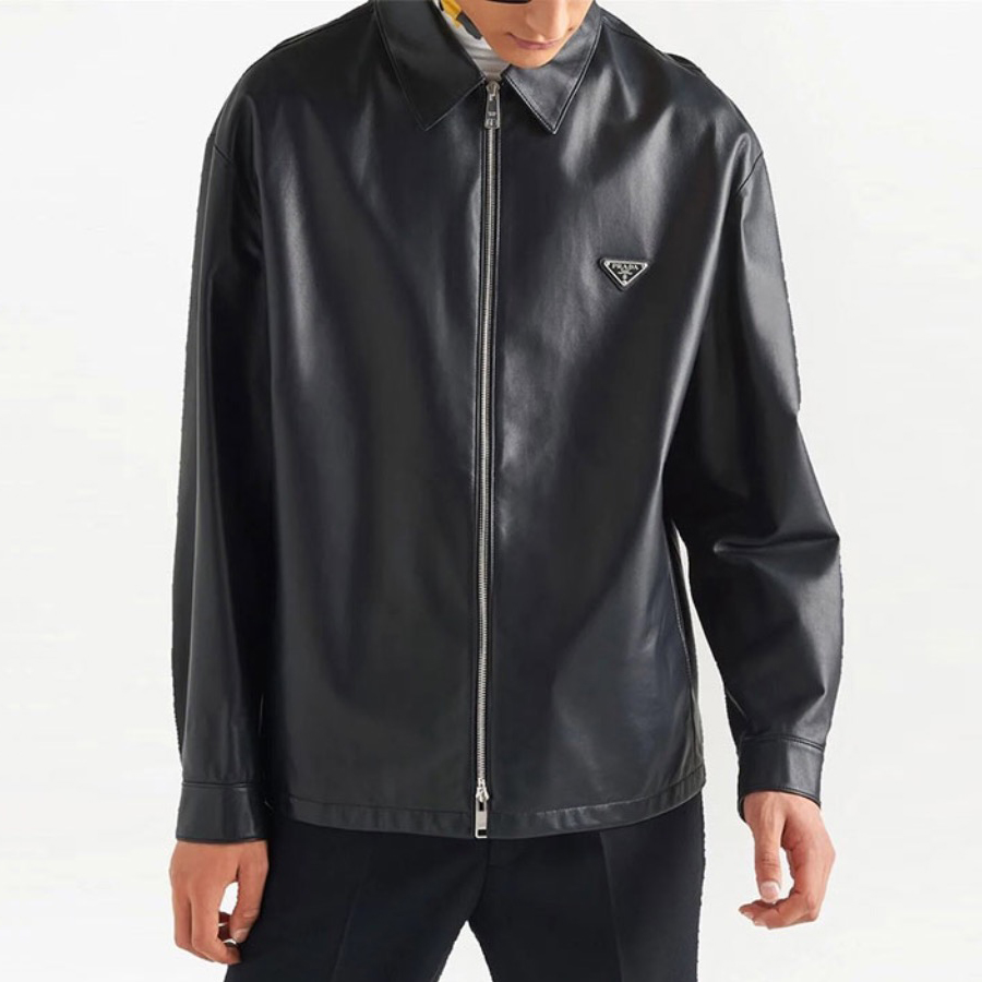 NIGO Prada Men's Fall And Winter Black Sheepskin Lapel Zipper Long Sleeved Jacket #nigo98475