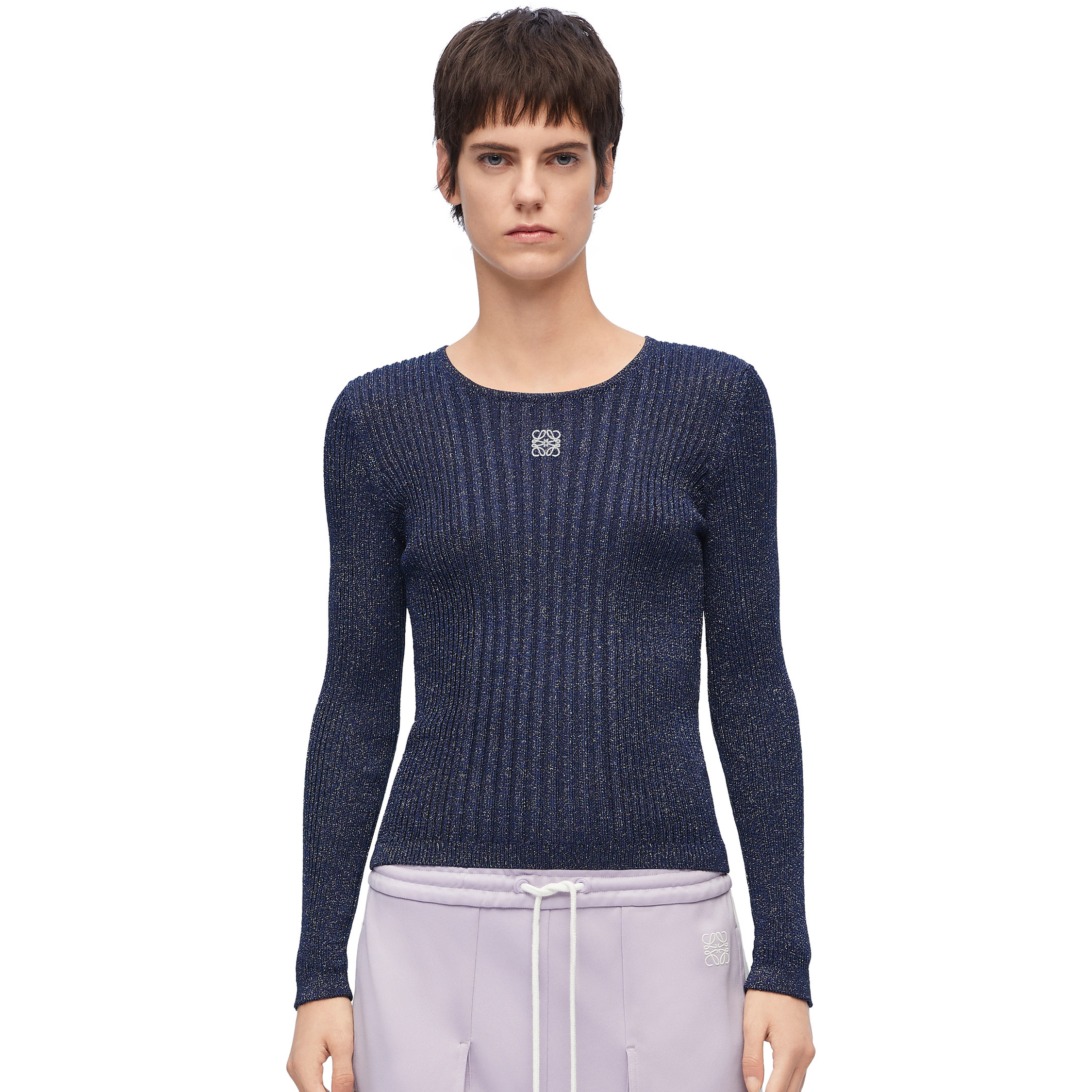 NIGO Loewe Women's Spring and Autumn Blue Round Neck Casual Long Sleeve Knitwear Pullover Sweater #nigo98486