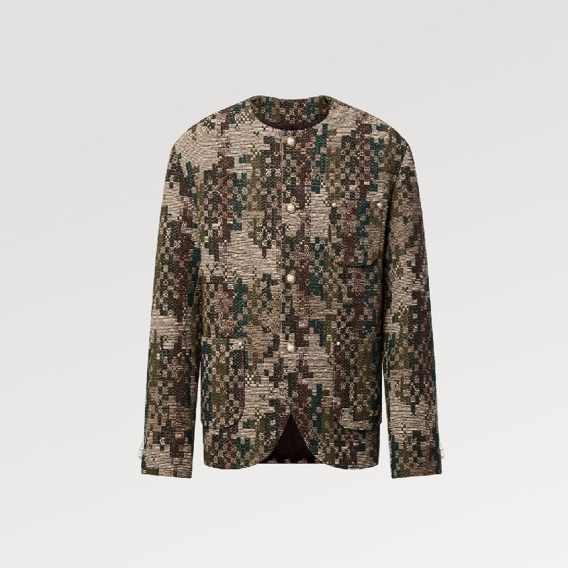 NIGO Louis Vuitton Men's Spring And Fall Fashion Mini Checkerboard Plaid Round Neck Jacket Pearl Buttons Casual Jacket Ngvp #nigo7854