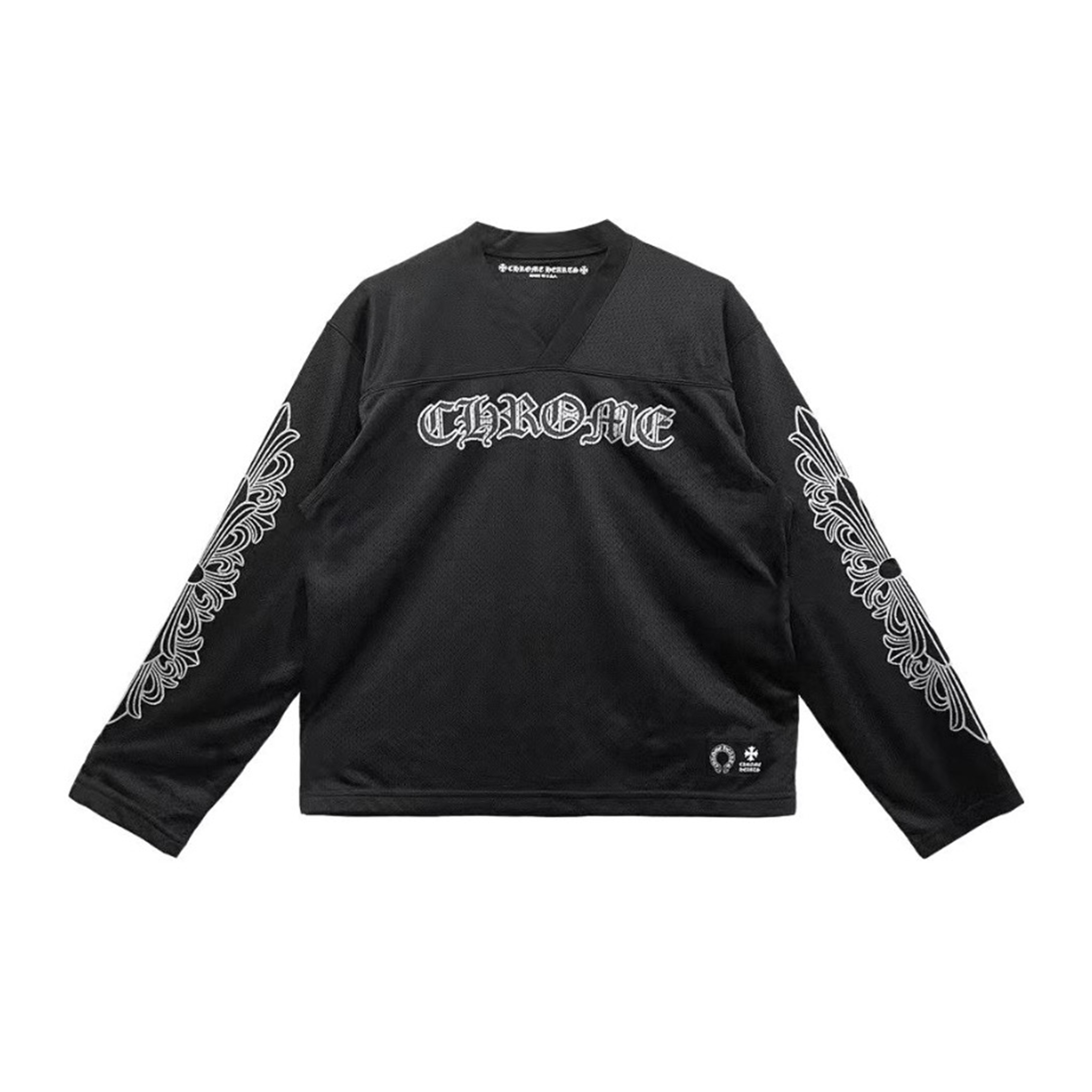 NIGO Chrome Hearts Men's Women's Hockey Jerseys Collection Silver Plated Short Sleeve Long Sleeve Black T-Shirt #nigo98519