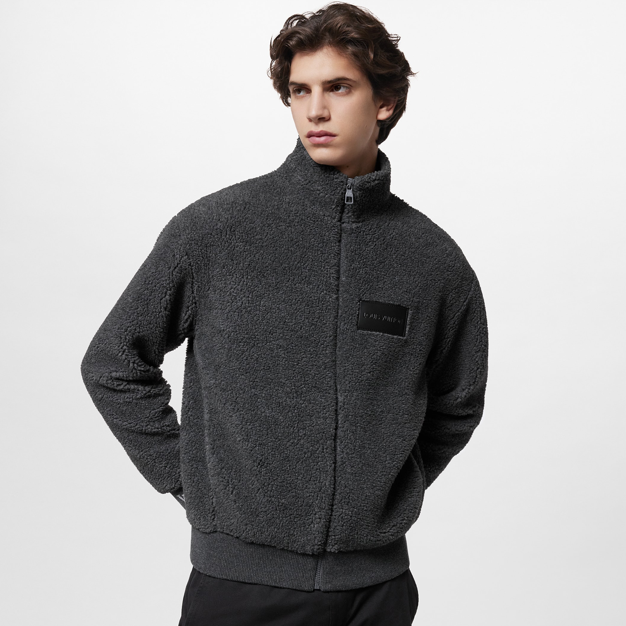 Nigo Louis Vuitton Men's Winter Logo Monogrammed Jacquard Pattern Fleece Casual Zipper Jacket #nigo98497