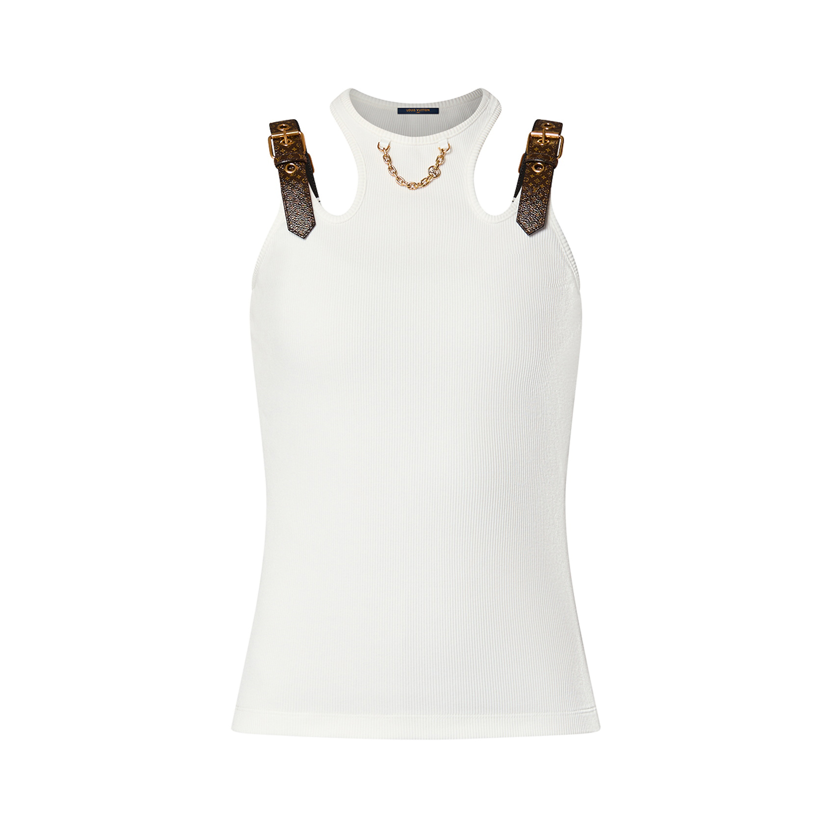 NIGO Louis Vuitton Women's Summer Vintage Leather Button Round Neck Pullover Straight Tank Top Vest #nigo98493