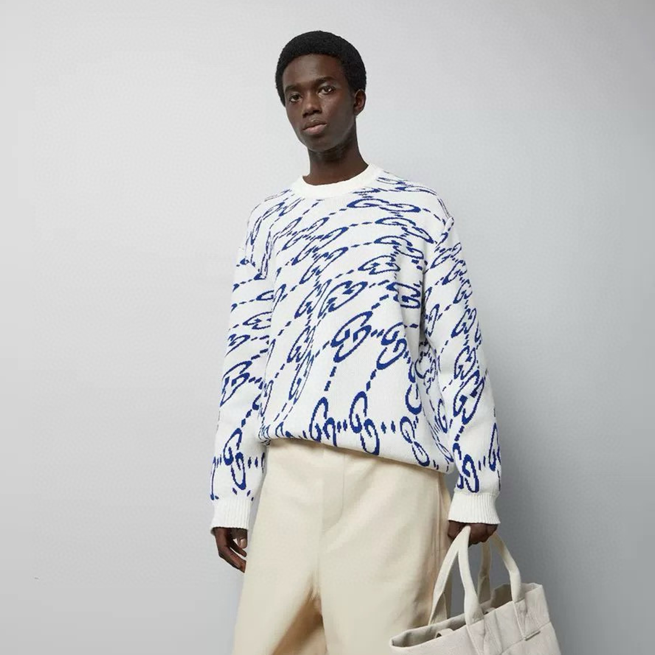 NIGO Gucci Men's Spring & Autumn Colorblocking Wavy Letter Logo Round Neck Long Sleeve Pullover Knit Sweater #nigo98523