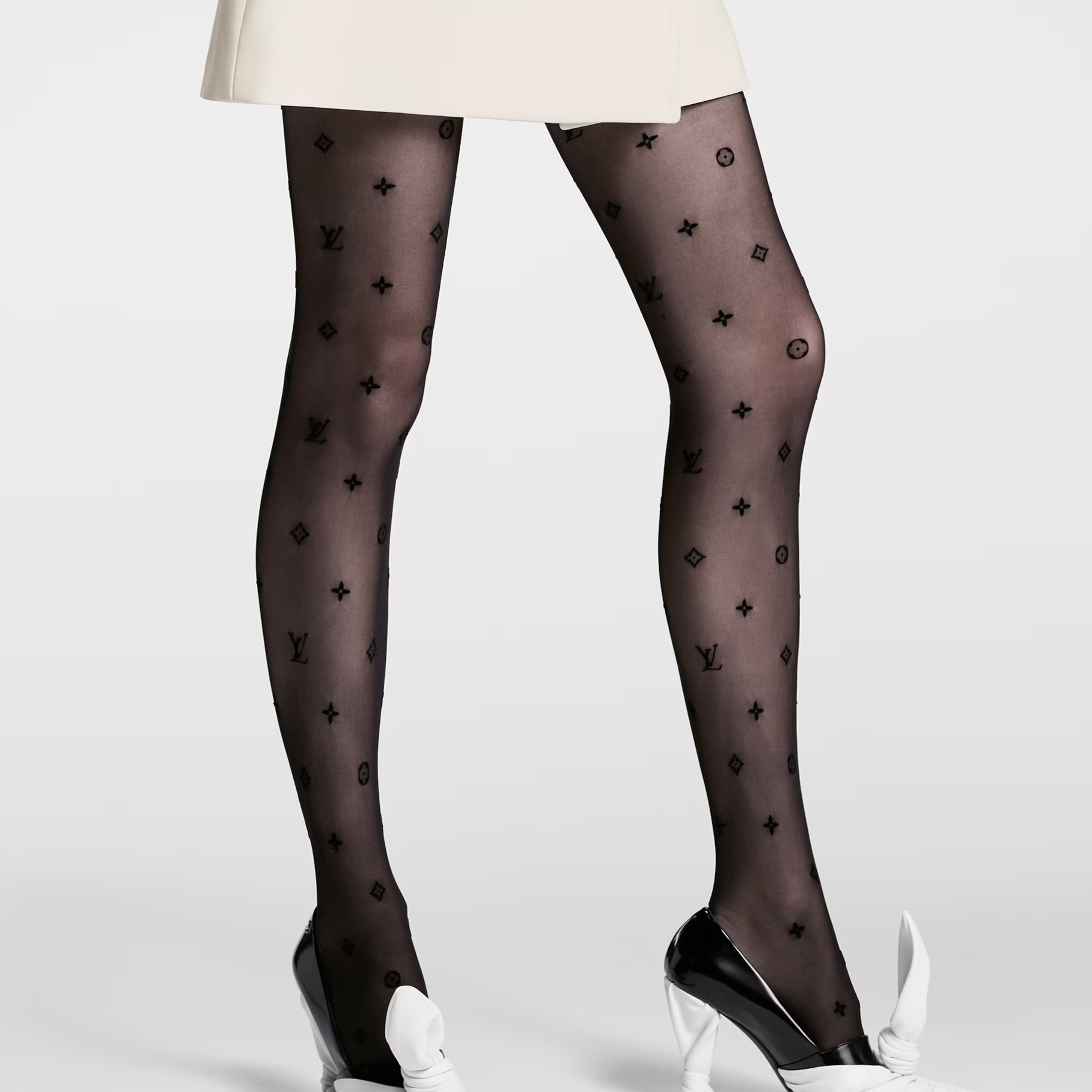 NIGO Louis Vuitton Women's Fashion Monogram Takeover Tights Black Print Flocking Stockings #nigo98518